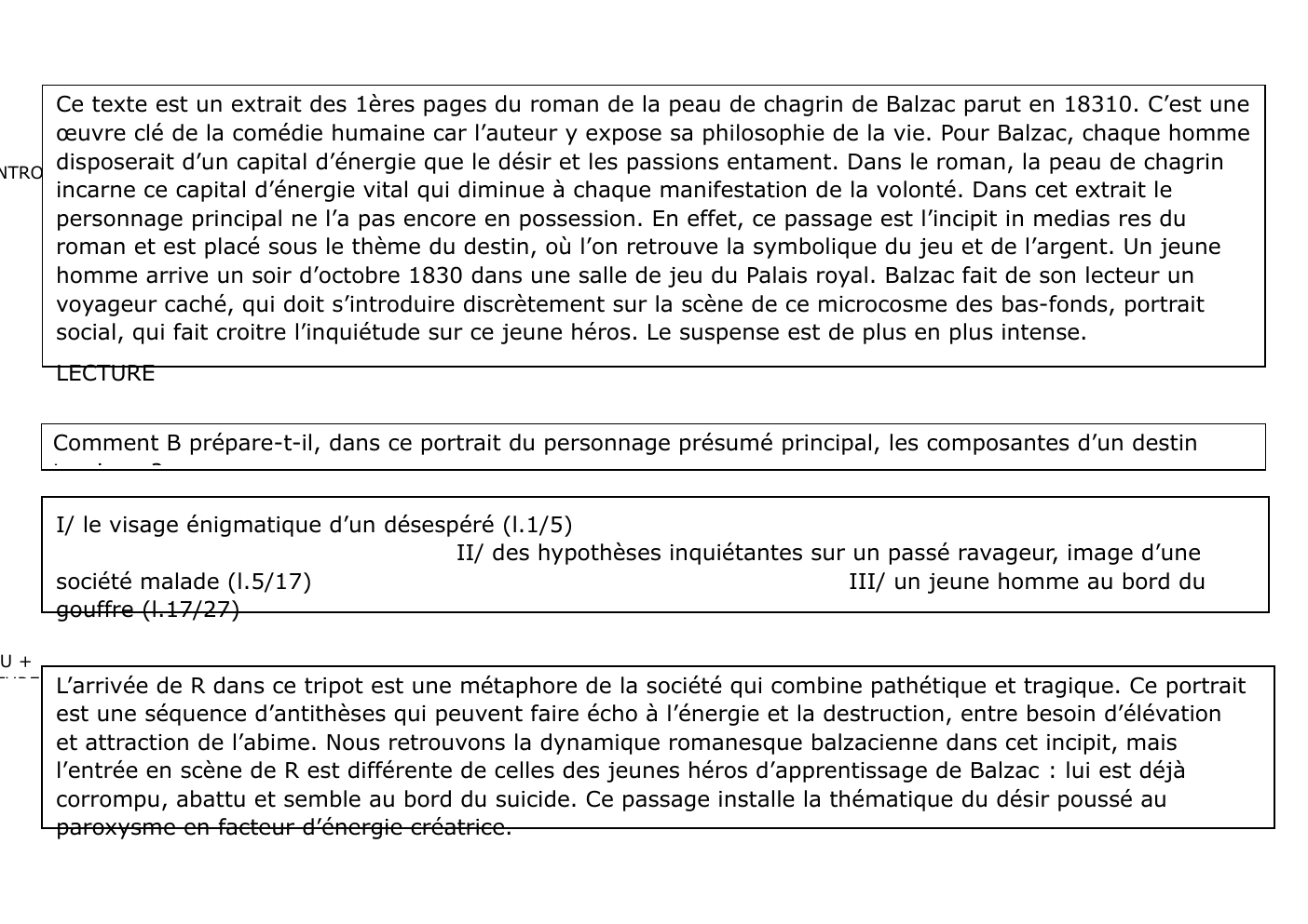Prévisualisation du document Fiche Bac de Francais - Incipit Peau de Chagrin Balzac