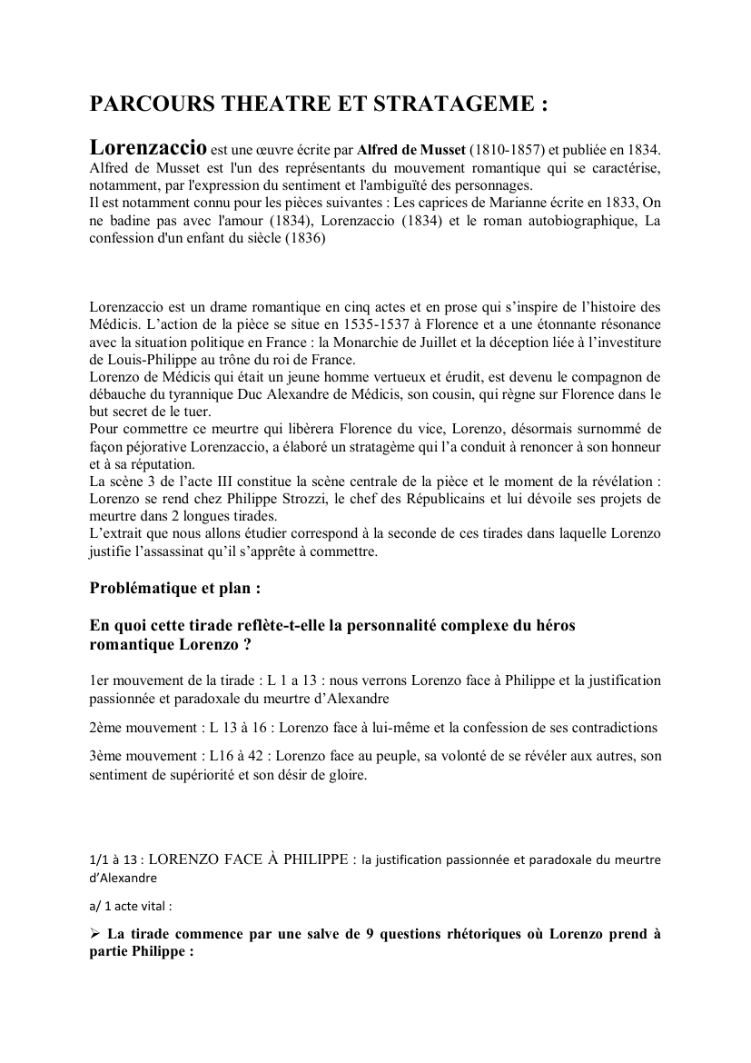 Prévisualisation du document FICHE BAC FRANCAIS LORENZACCIO scène 3 de l’acte III