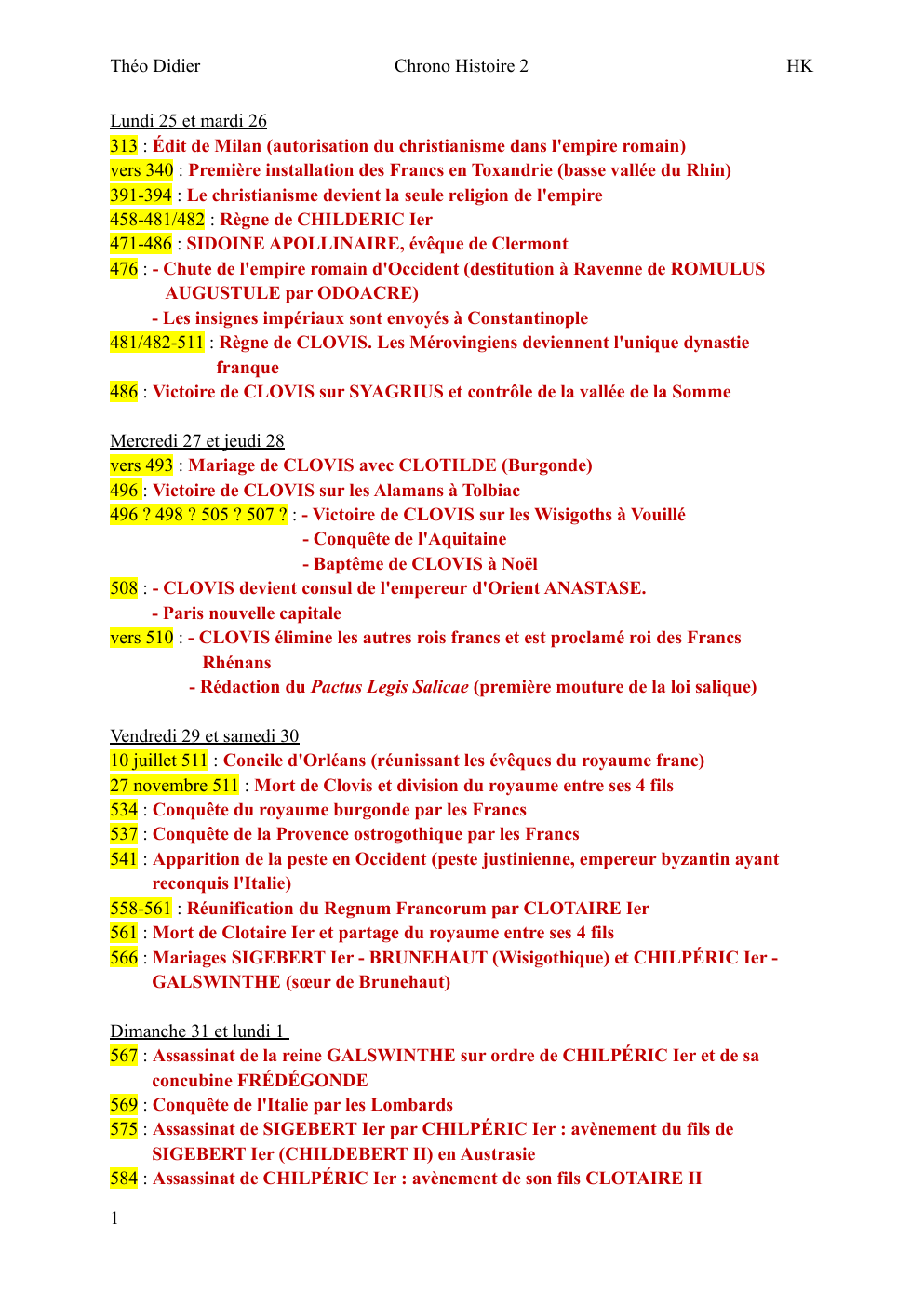 Prévisualisation du document Fiche chronologie Les Mérovingiens