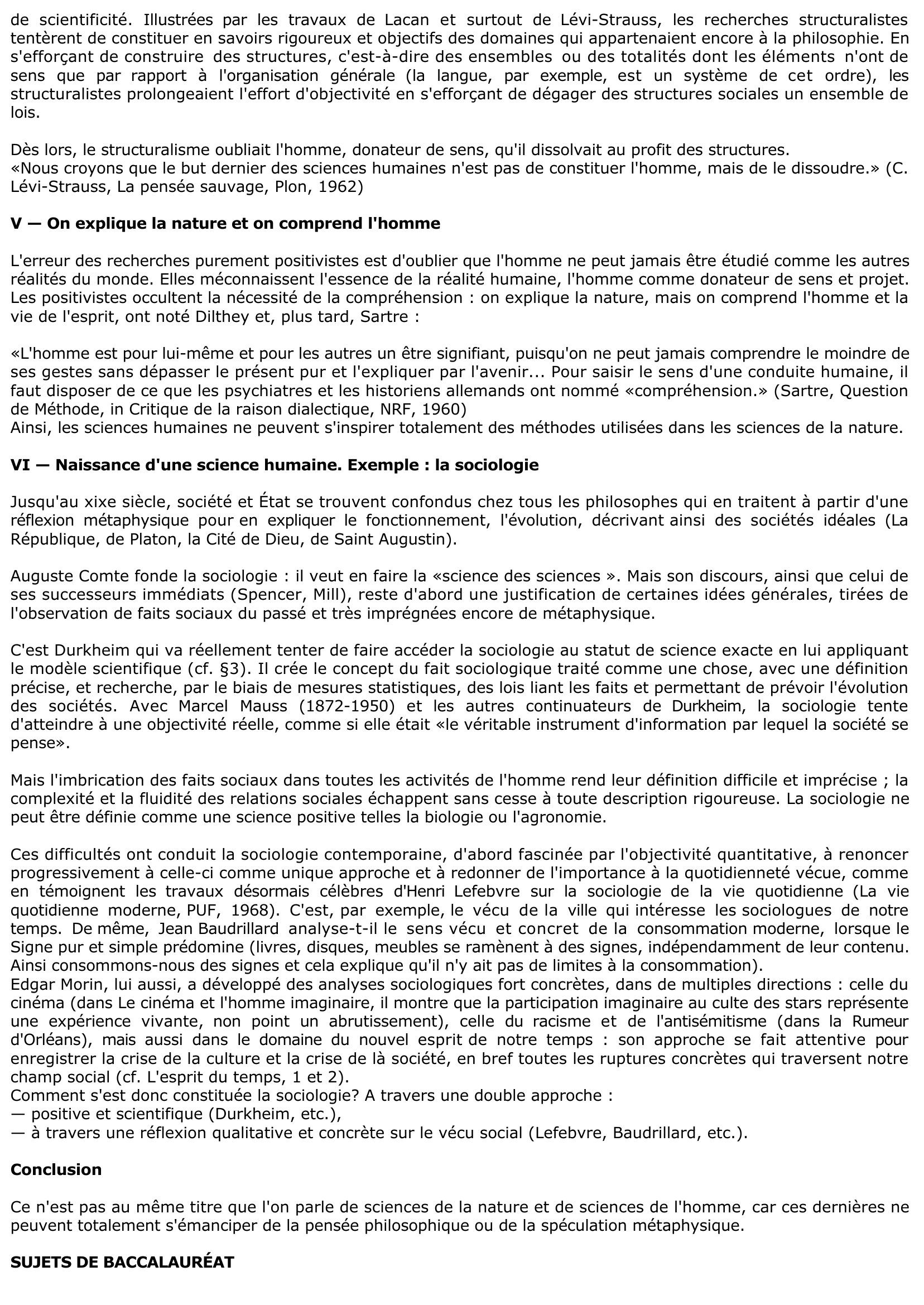 Prévisualisation du document Fiche de cours en philo : CONSTITUTION D'UNE SCIENCE DE L'HOMME	.