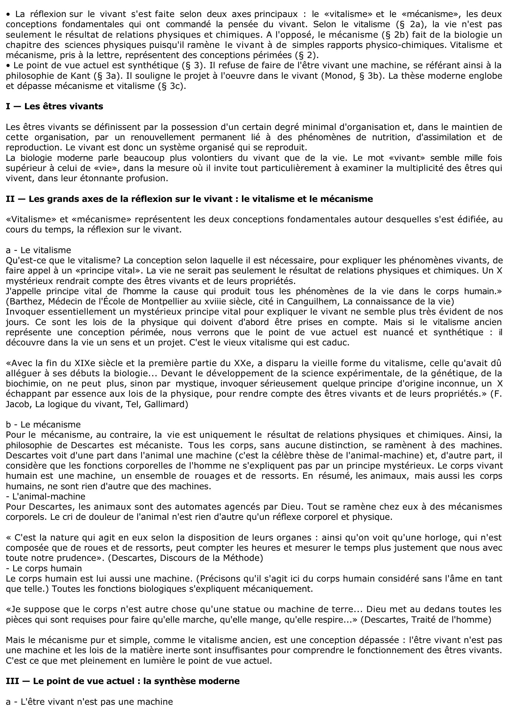 Prévisualisation du document Fiche de cours en philo : LA CONNAISSANCE DU VIVANT	.