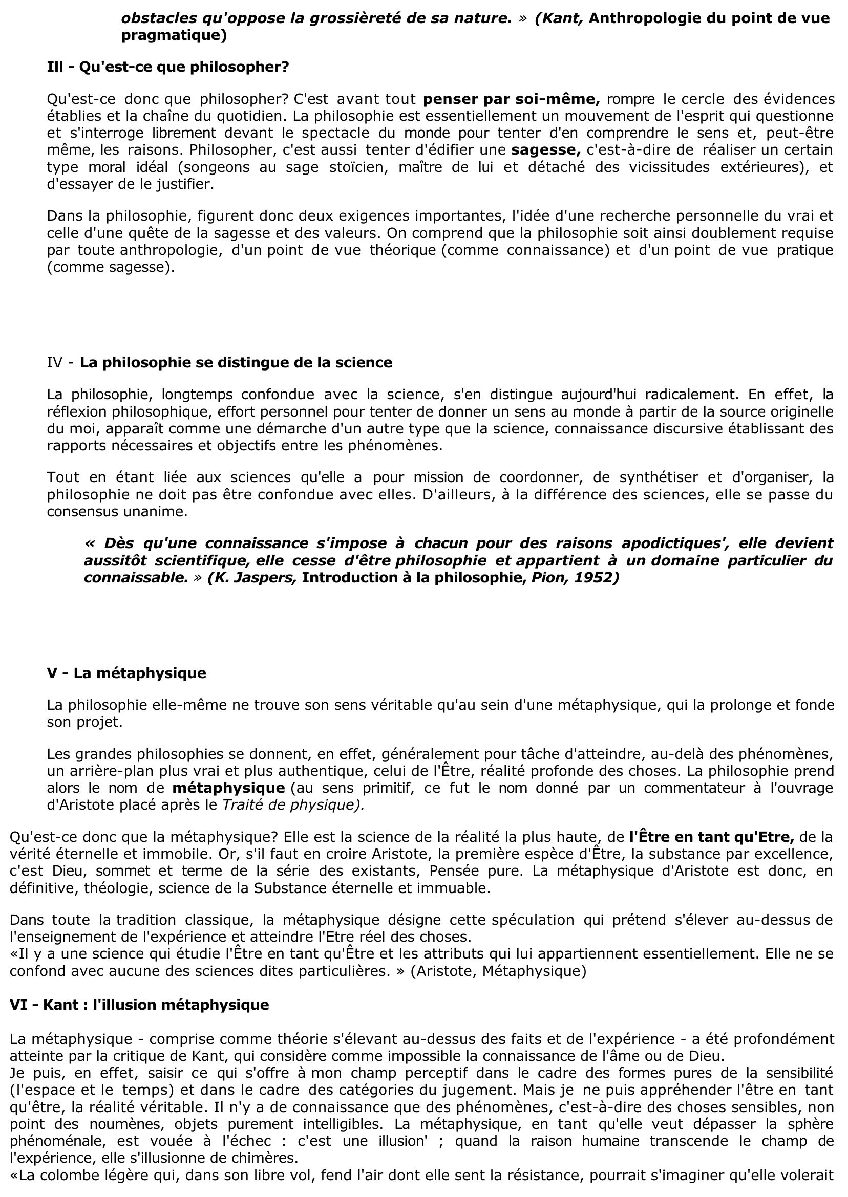 Prévisualisation du document Fiche de cours en philo : LA METAPHYSIQUE	.