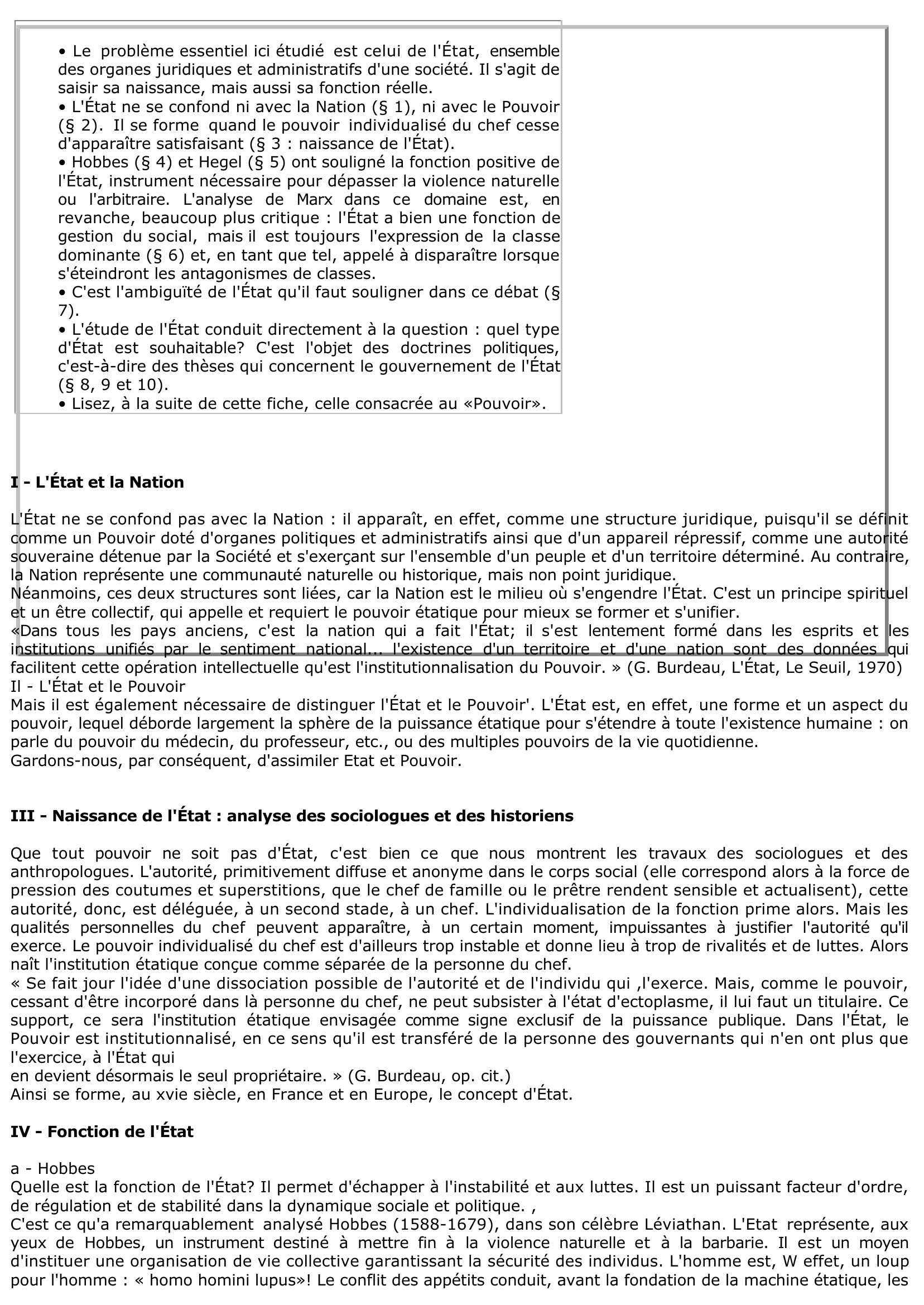 Prévisualisation du document Fiche de cours en philo : L'ETAT	.