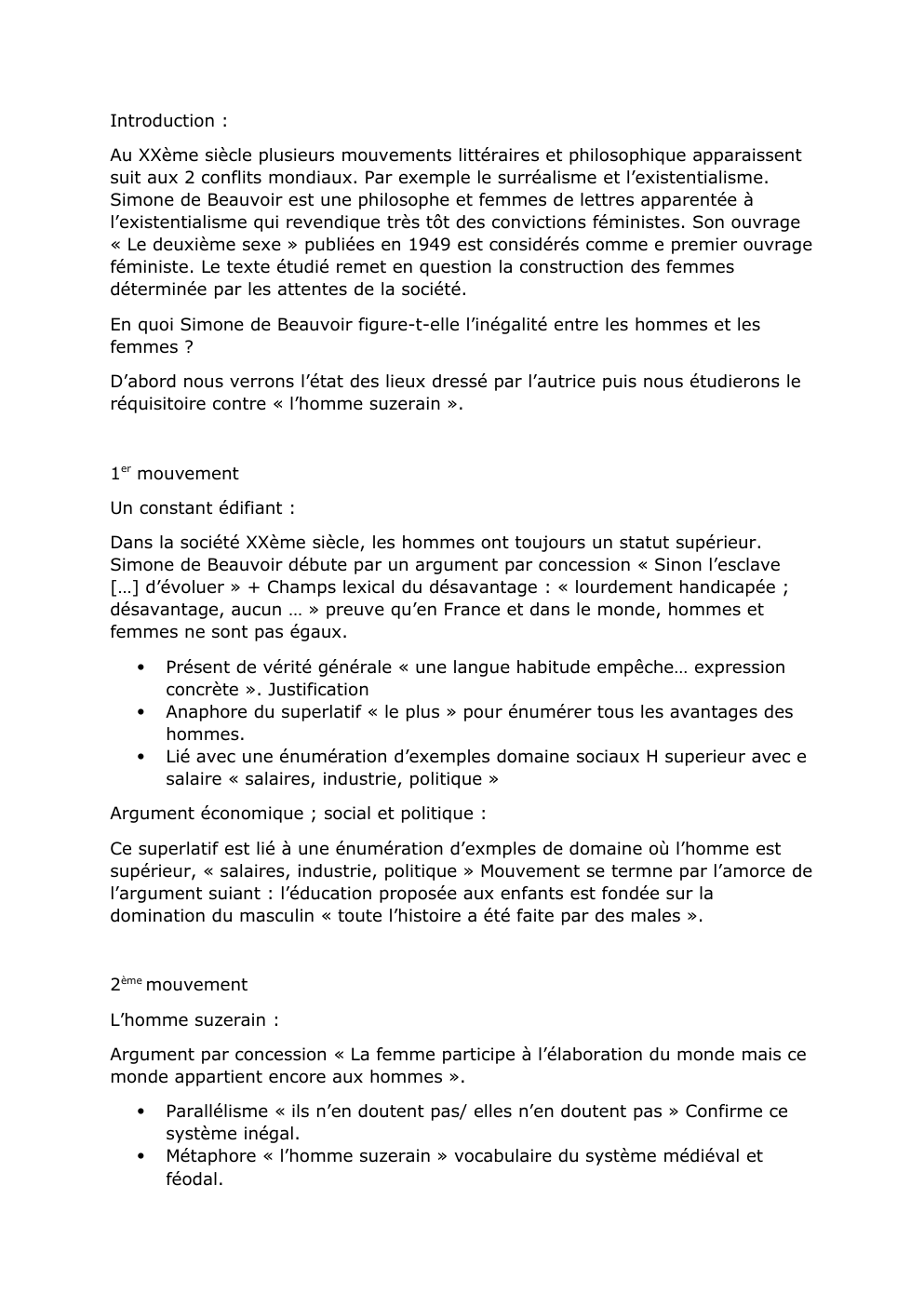 Prévisualisation du document Fiche de Francais Simone de Beauvoir