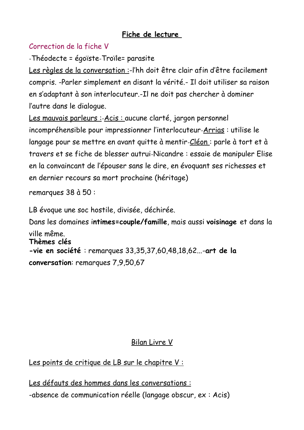 Prévisualisation du document Fiche de lecture Correction de la fiche V -Théodecte