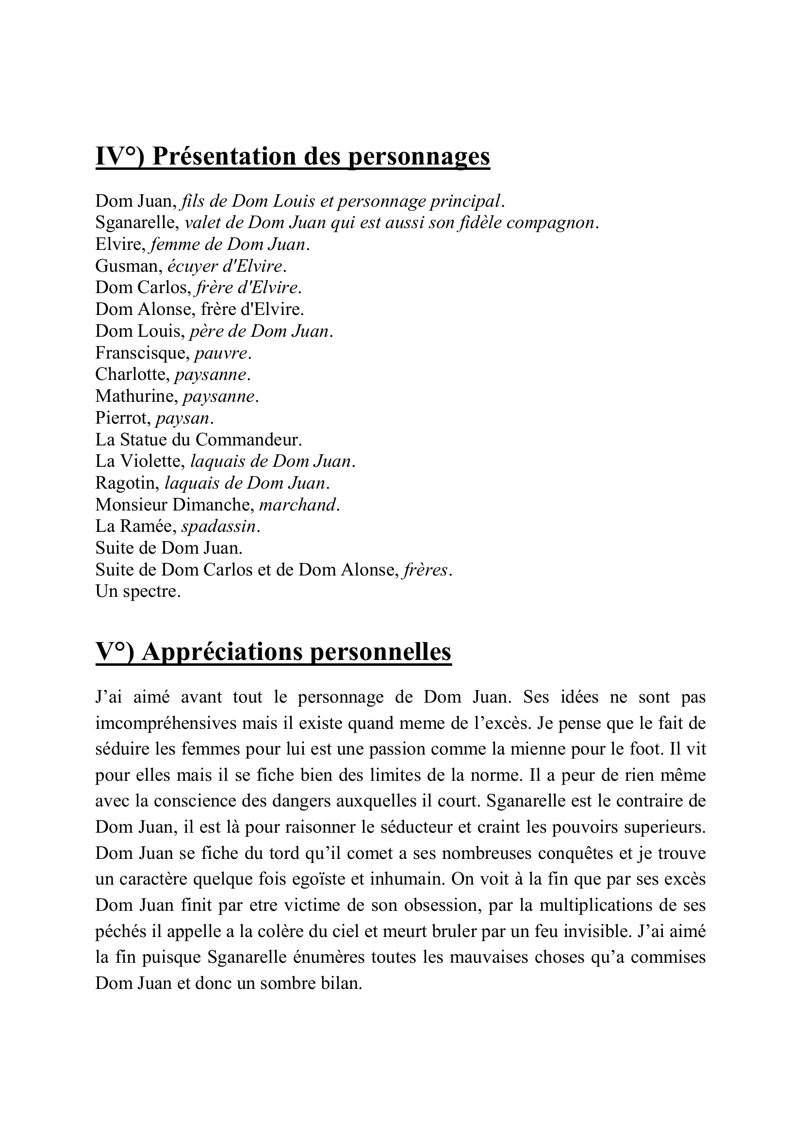 Prévisualisation du document Fiche de Lecture : DOM JUAN ou le festin de pierre, Molière