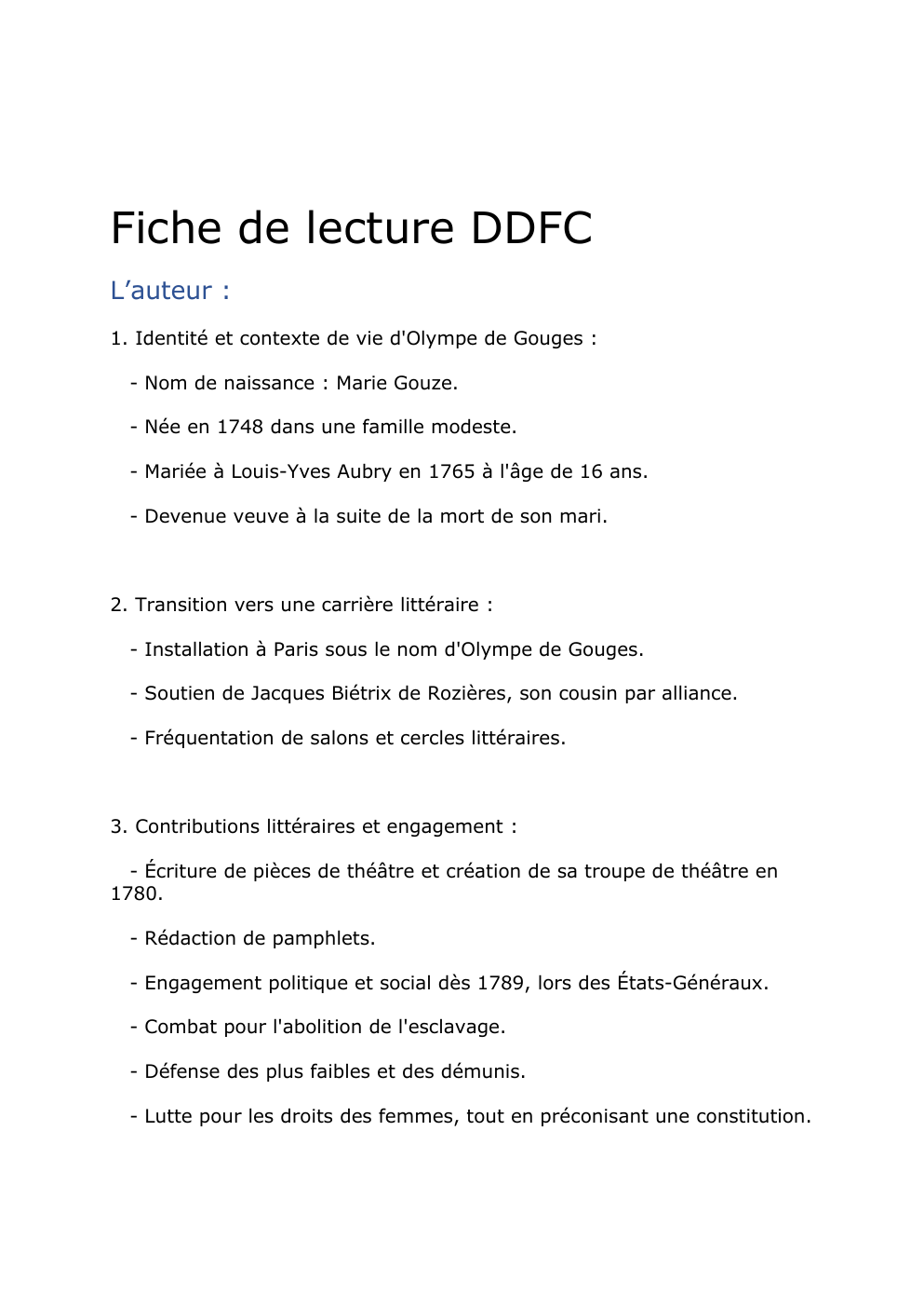 Prévisualisation du document Fiche de lecture la DDFC
