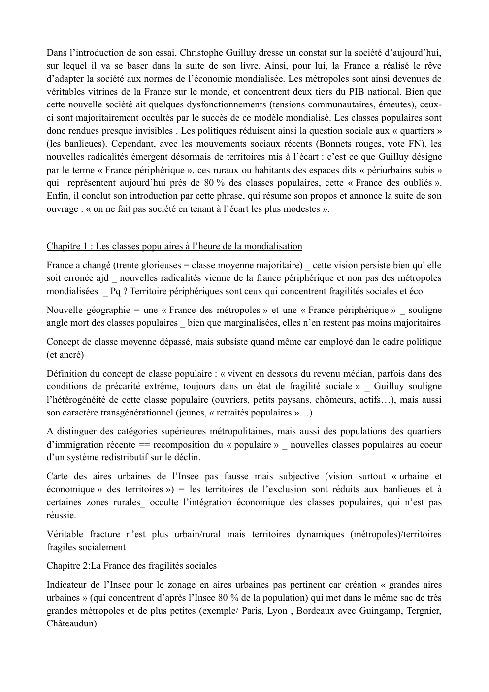 Prévisualisation du document Fiche de lecture, La France Périphérique de Christophe Guilly