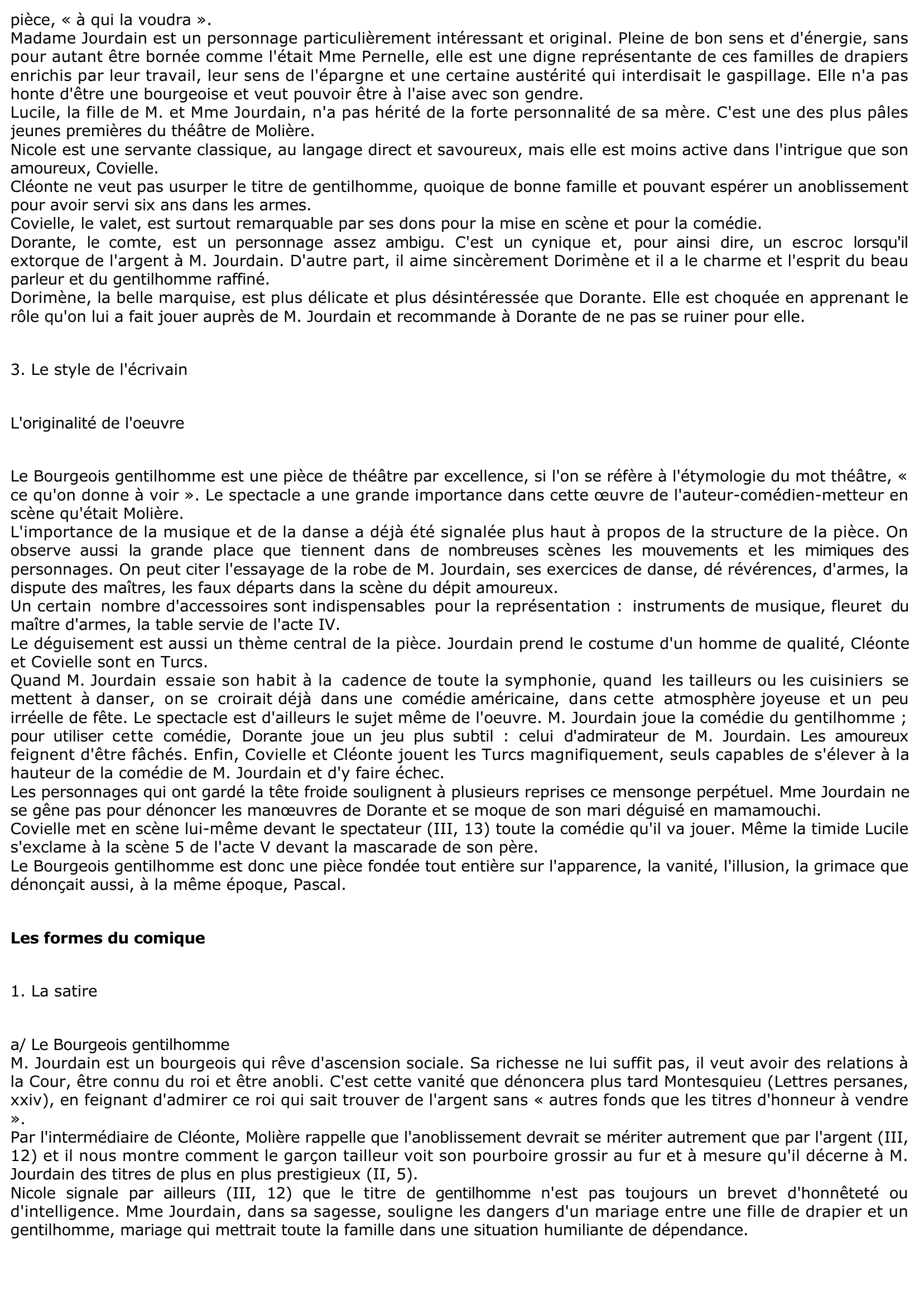 Prévisualisation du document Fiche de lecture: Le Bourgeois gentilhomme de Molière