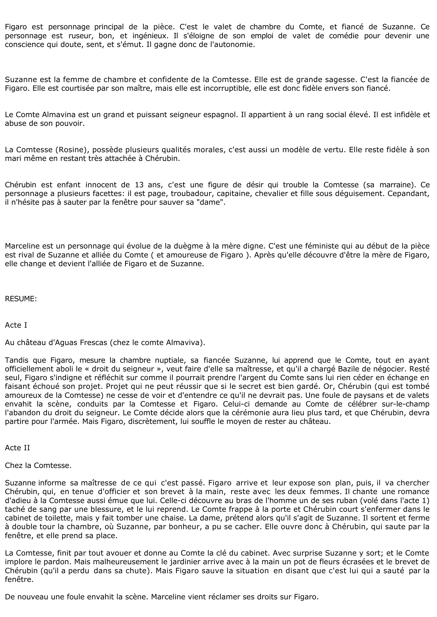Prévisualisation du document FICHE DE LECTURE : LE MARIAGE DE FIGARO DE BEAUMARCHAIS