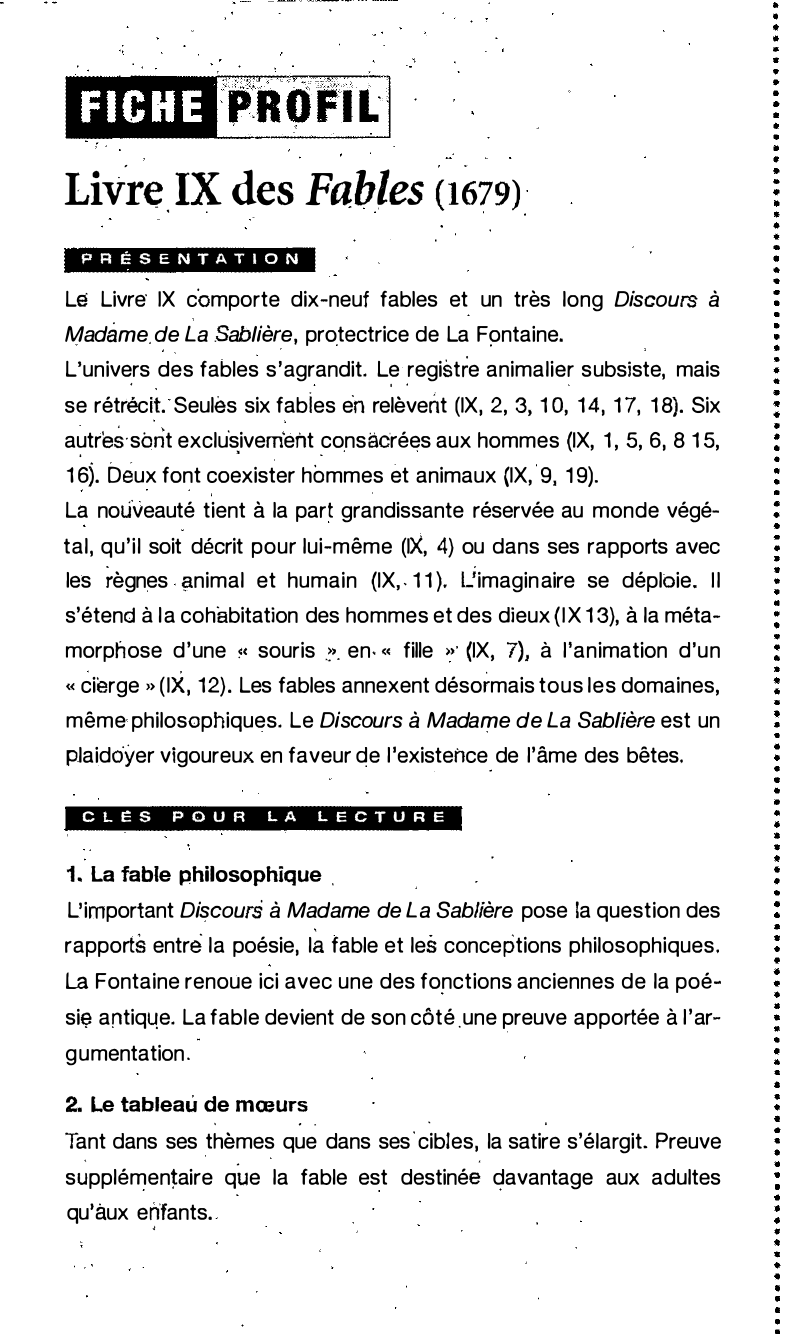 Prévisualisation du document Fiche de lecture: Les Fables de La Fontaine (livre par livre)