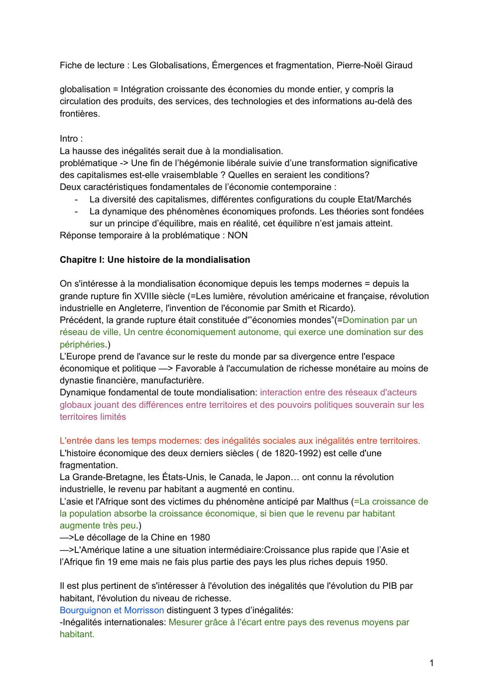 Prévisualisation du document Fiche de lecture - Les Globalisations, P.N Giraud