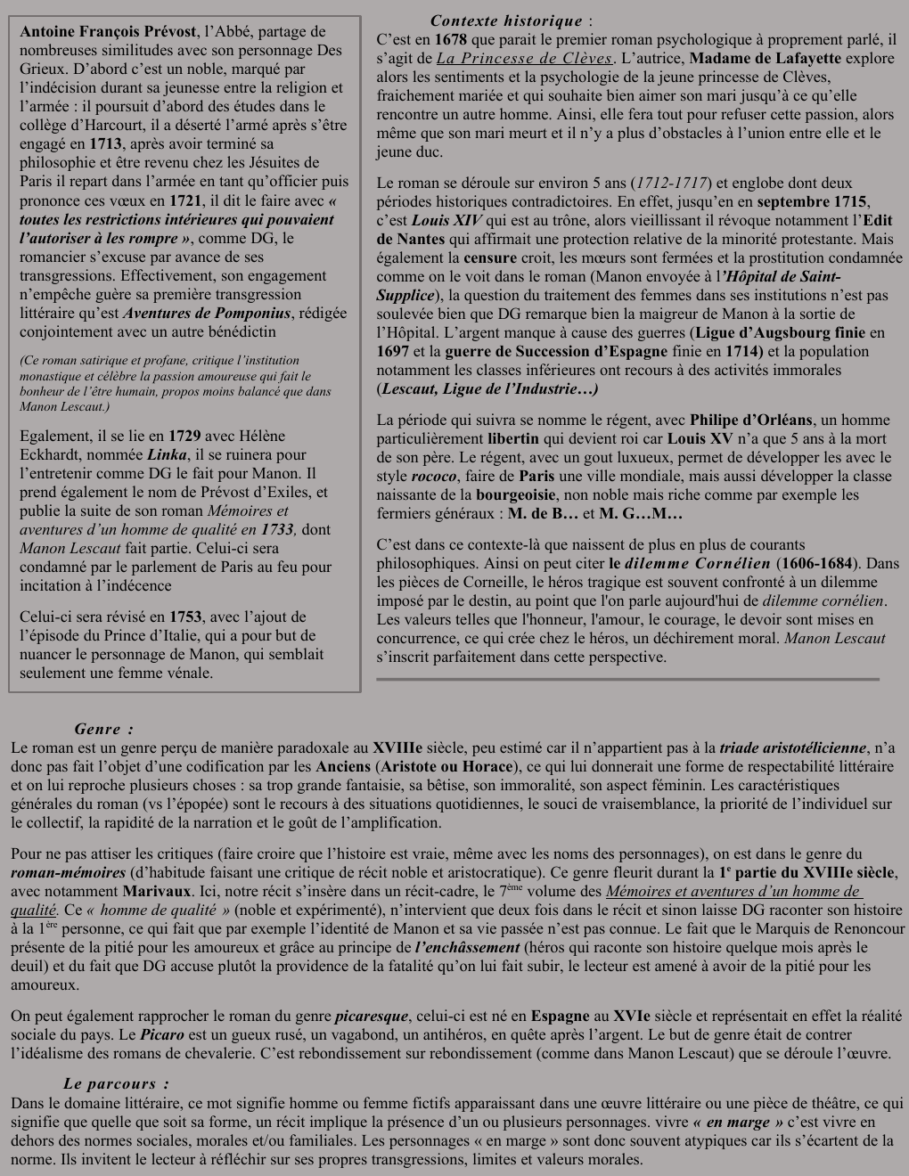 Prévisualisation du document Fiche de Lecture Manon Lescaut
