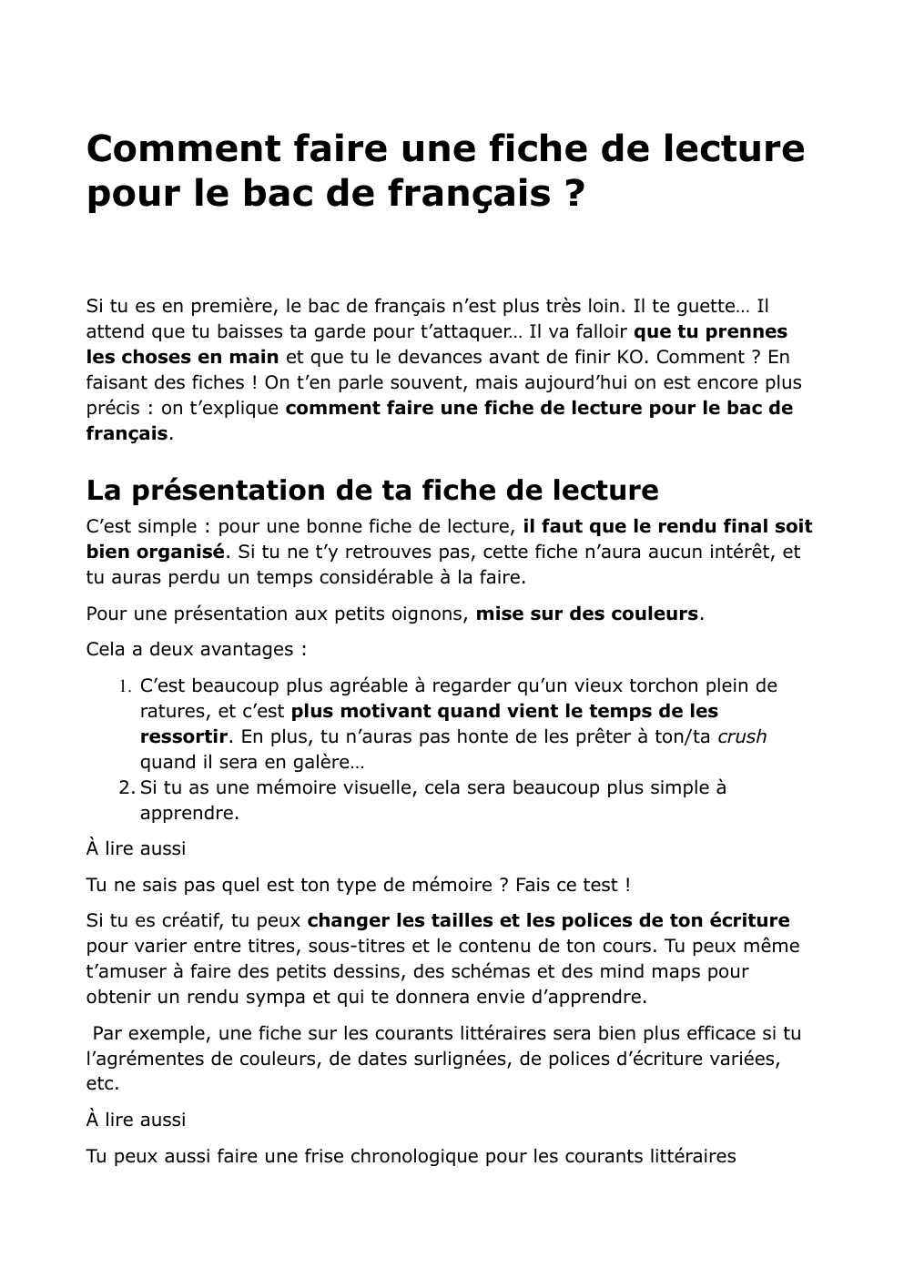 Prévisualisation du document fiche de lecture Metodo: Comment faire une fiche de lecture pour le bac de français ?