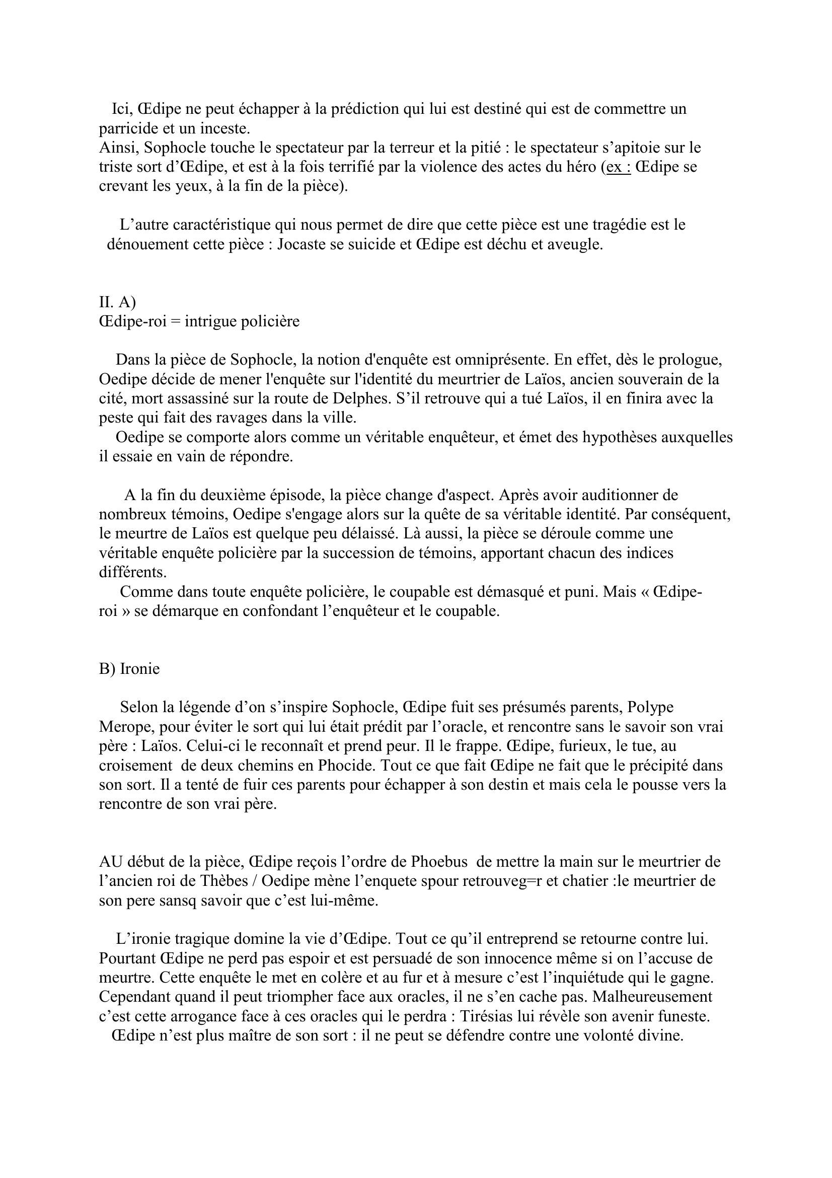 Prévisualisation du document FICHE DE LECTURE :  « OEDIPE – ROI » DE SOPHOCLE