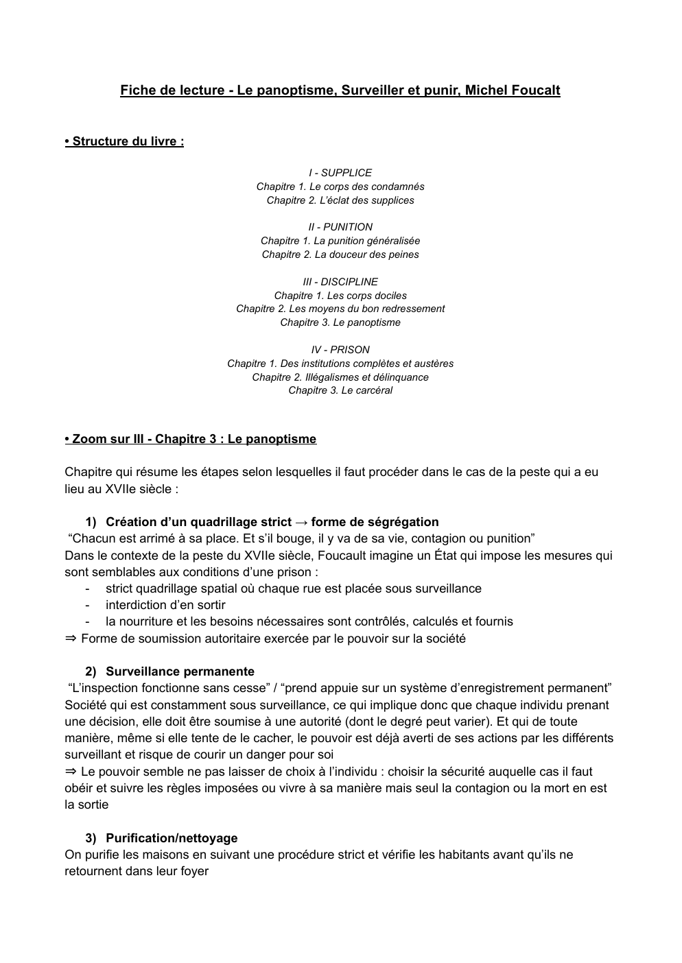 Prévisualisation du document Fiche de lecture, Panoptisme Foucault