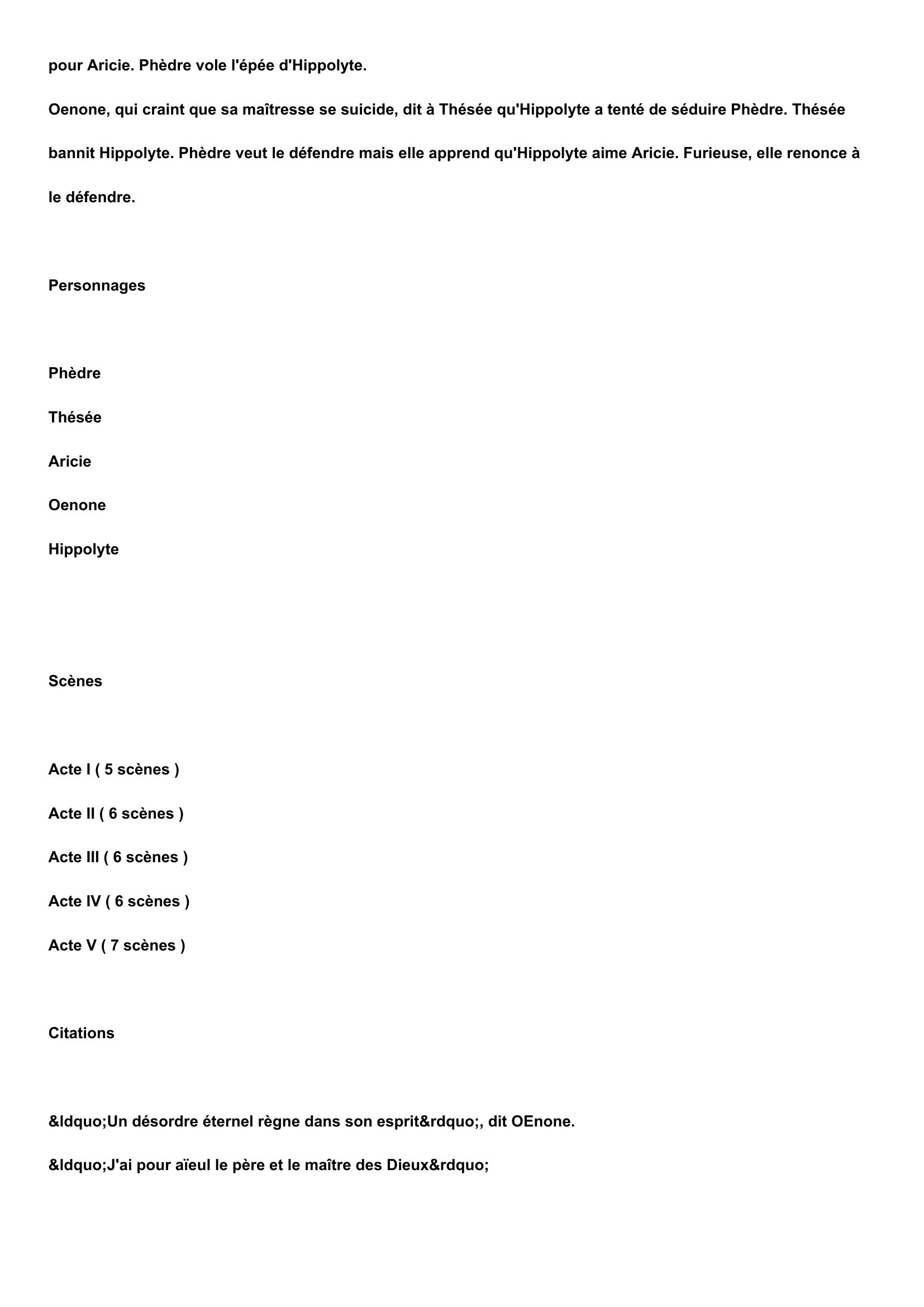 Prévisualisation du document Fiche de lecture - Phèdre