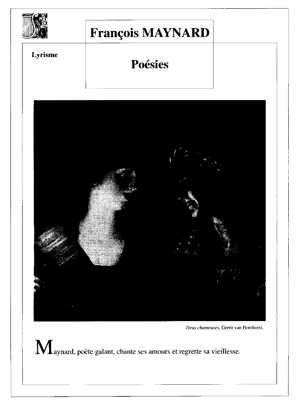 Prévisualisation du document Fiche de lecture : POÉSIES de François Maynard
