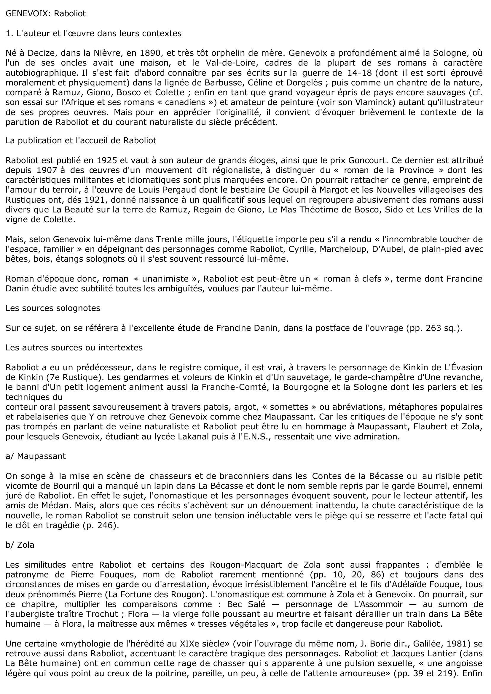 Prévisualisation du document Fiche de lecture : RABOLIOT de Mauiuce Genevoix