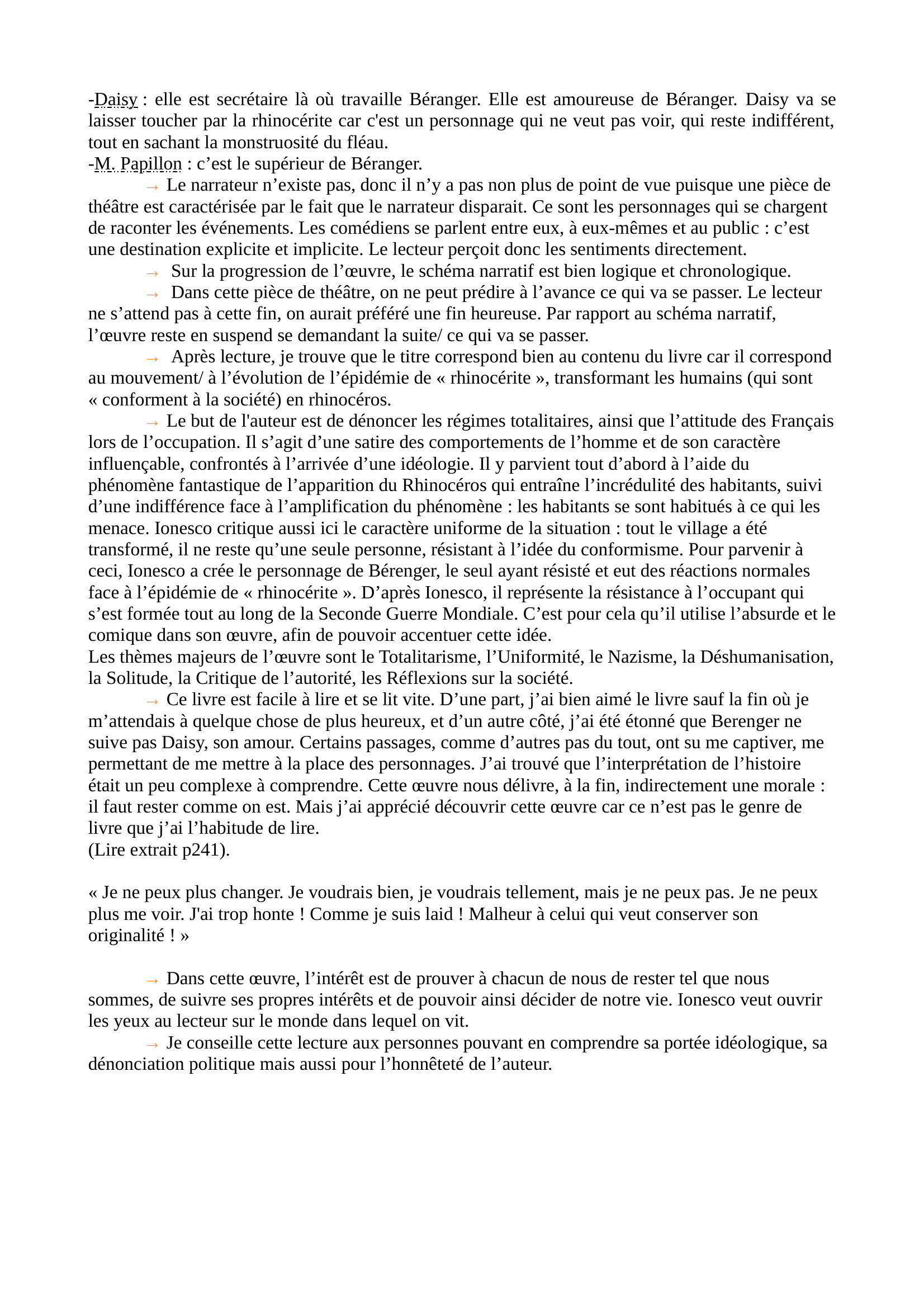 Prévisualisation du document FICHE DE LECTURE : RHINOCEROS d'Ionesco