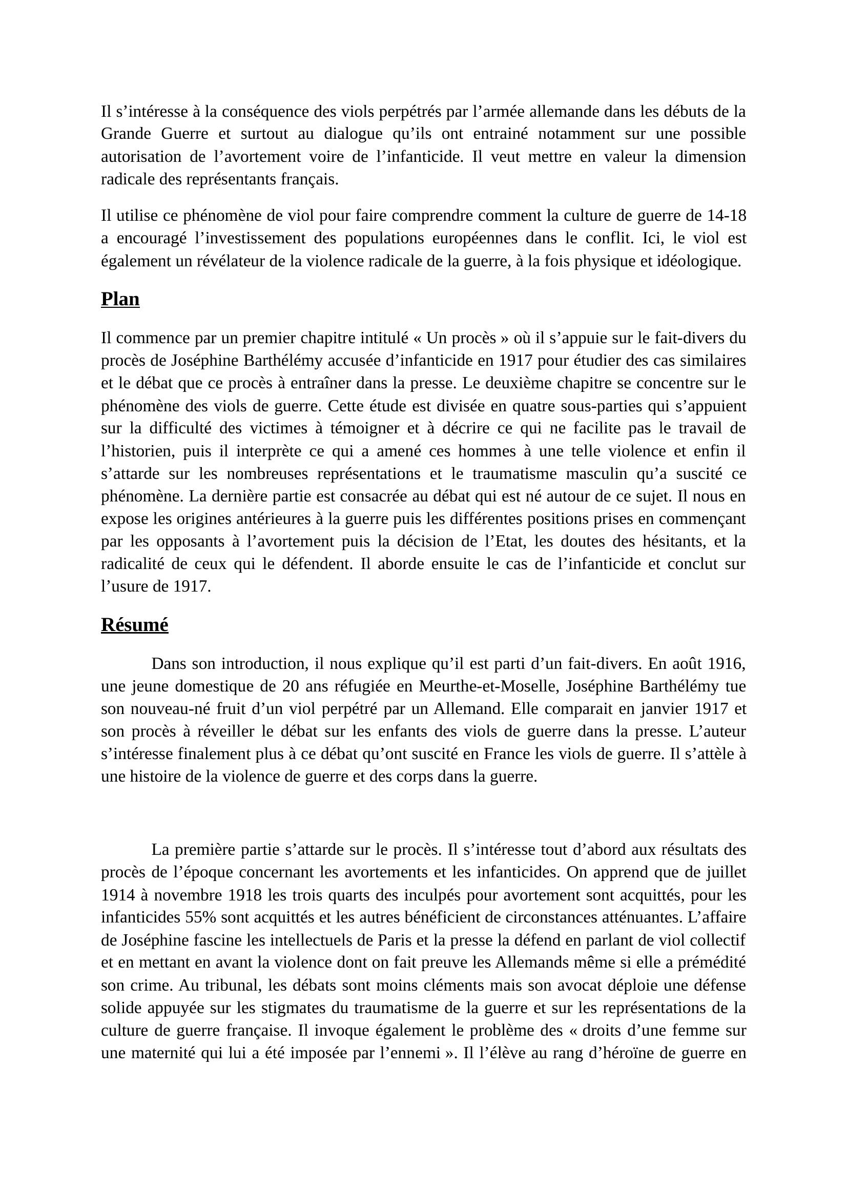 Prévisualisation du document Fiche de lecture Stéphane Audoin Rousseau