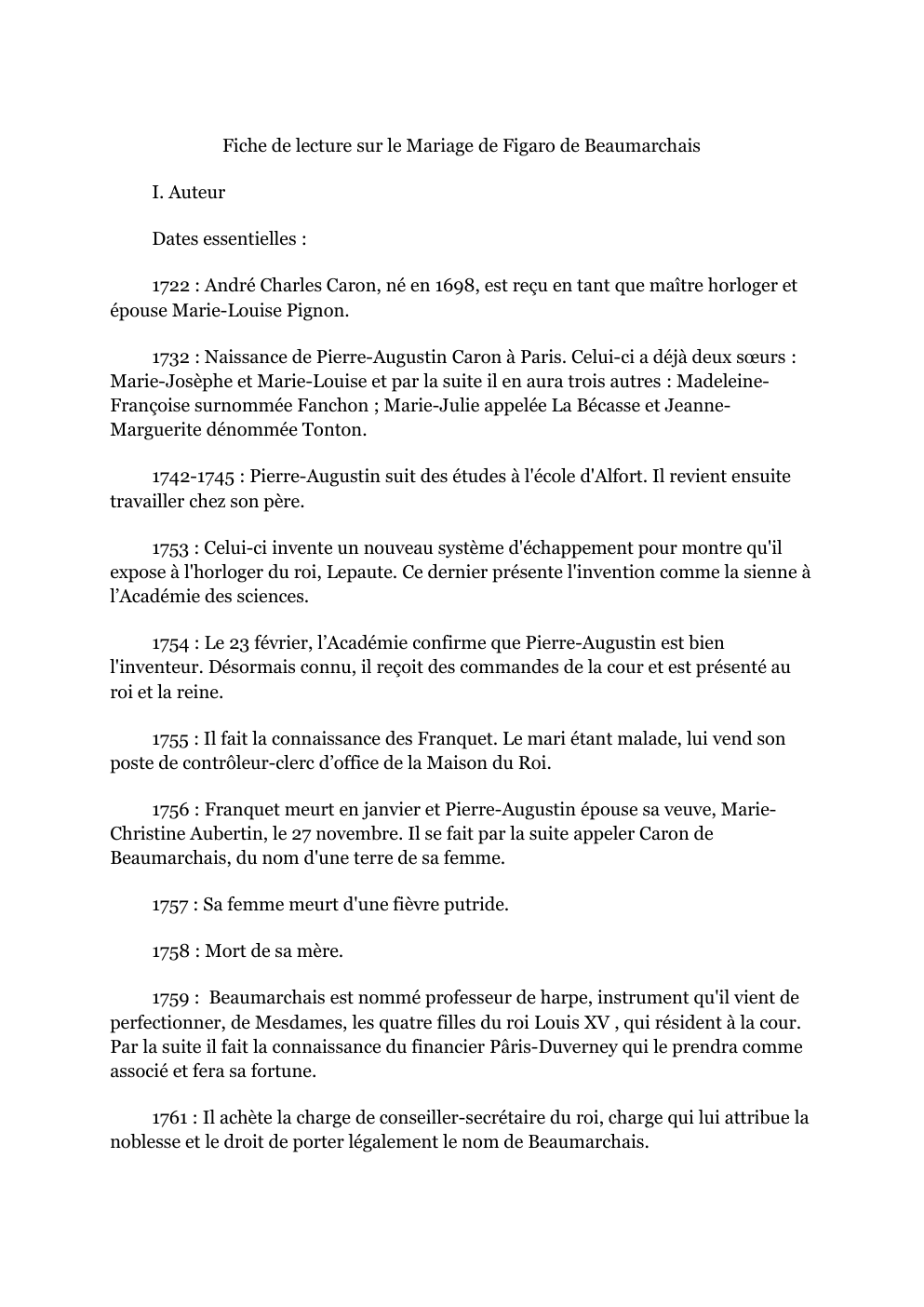 Prévisualisation du document Fiche de lecture sur le Mariage de Figaro de Beaumarchais