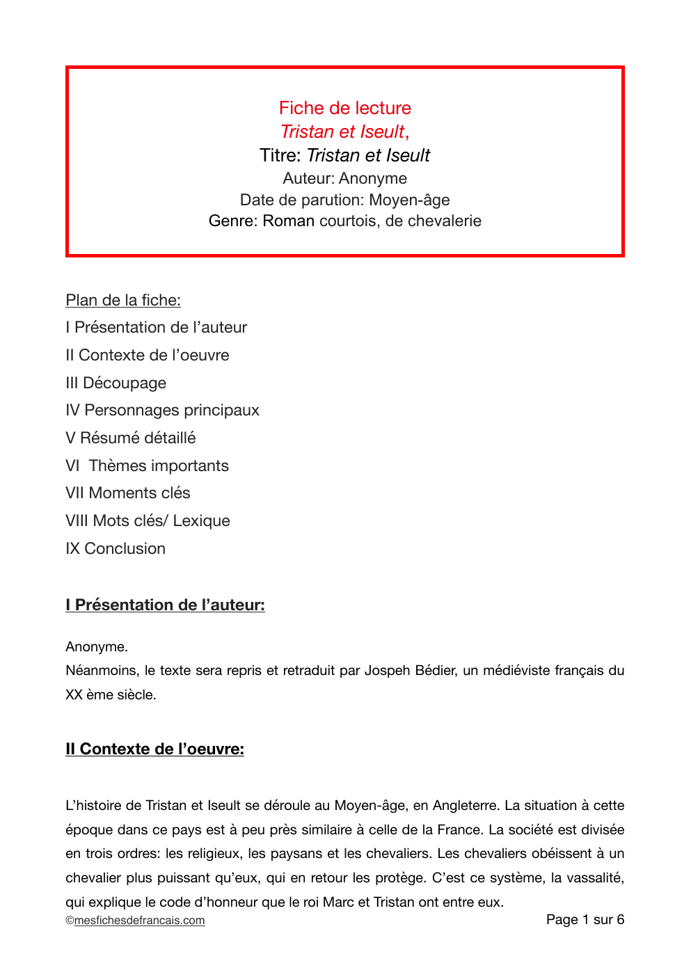 Prévisualisation du document Fiche de lecture Tristan et Iseult, Titre: Tristan et Iseult