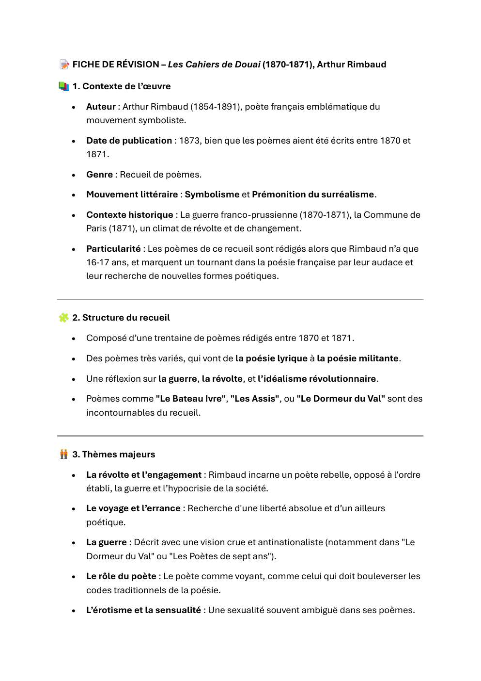 Prévisualisation du document fiche de révision bac de français