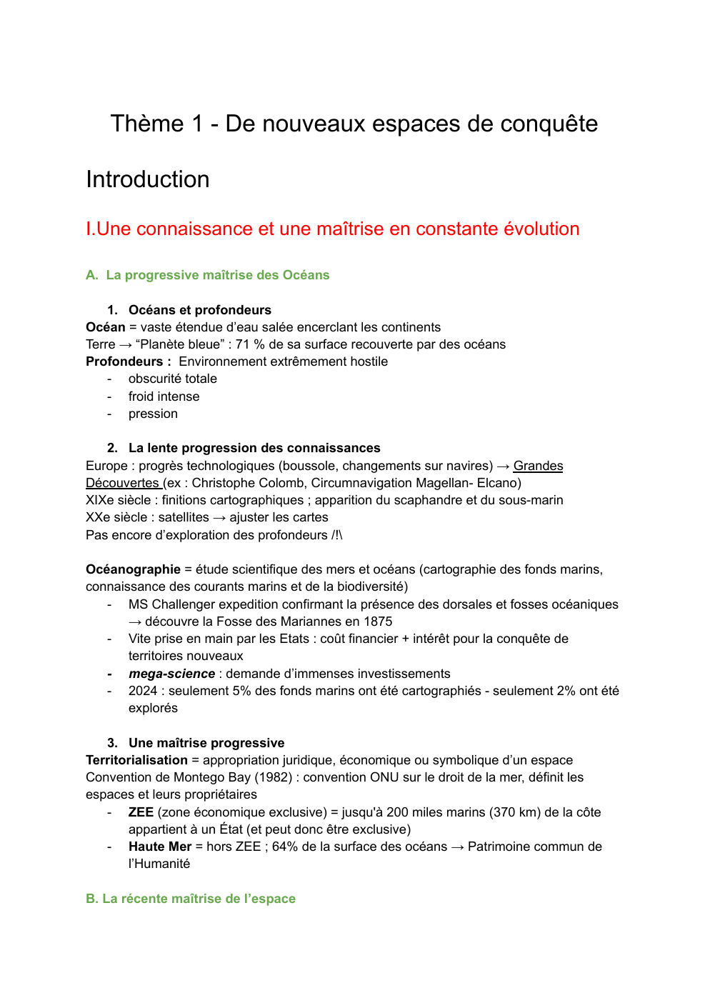 Prévisualisation du document Fiche de révision hggsp theme 1 Thème 1 - De nouveaux espaces de conquête Introduction