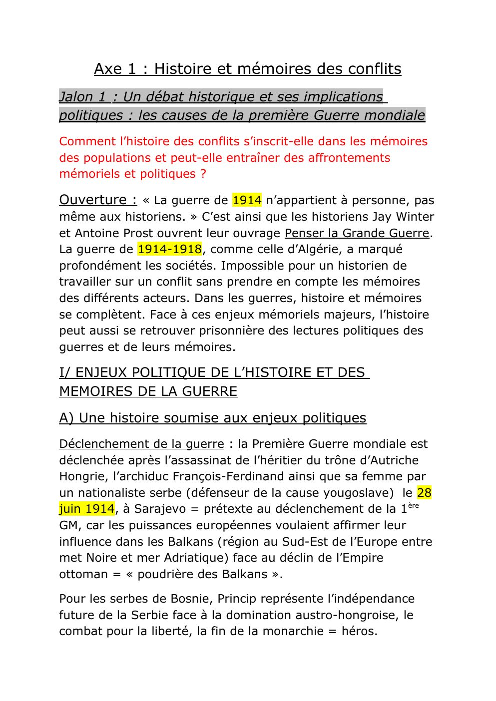 Prévisualisation du document Fiche de révision HGGSP Thème 3 Axe 1: Comment l’histoire des conflits s’inscrit-elle dans les mémoires des populations et peut-elle entraîner des affrontements mémoriels et politiques ?