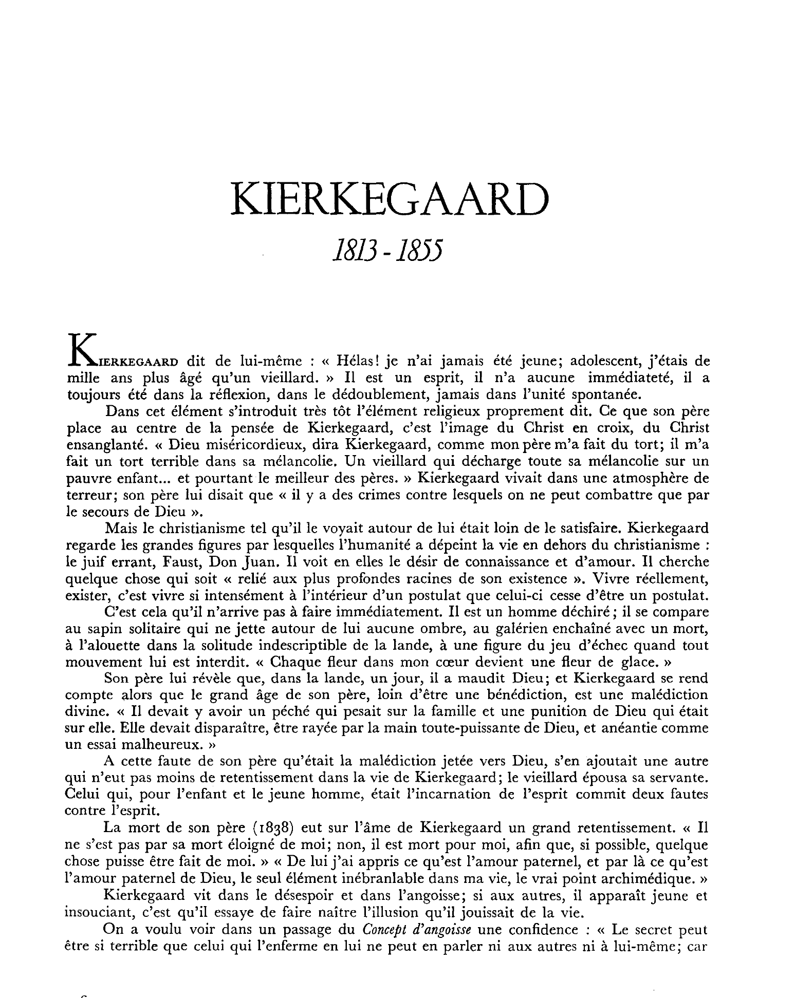 Prévisualisation du document FICHE DE REVISION: KIERKEGAARD