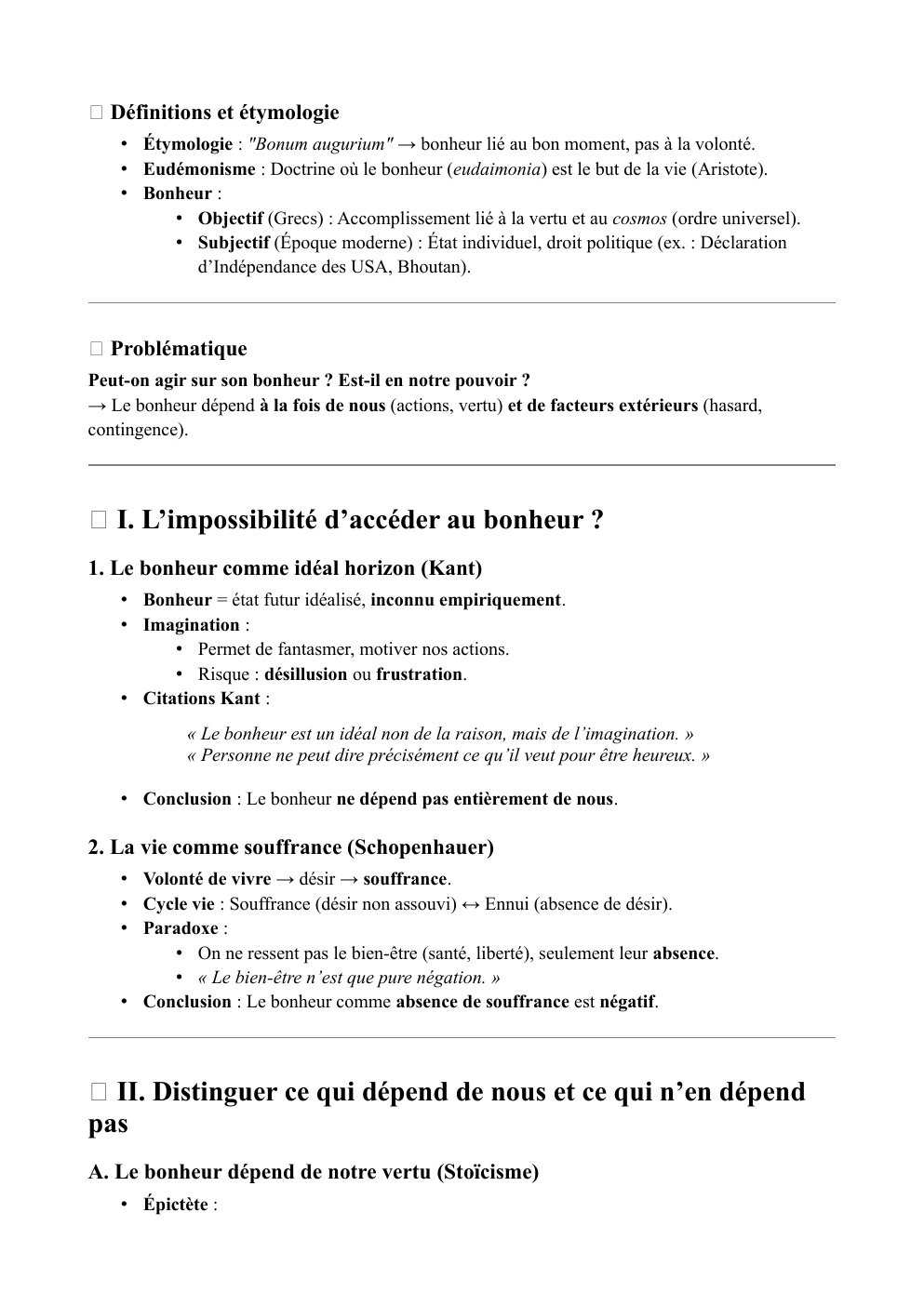 Prévisualisation du document Fiche de révision philosophie (cours pris en note durant un cours de philosophie de terminale et mis en fiche grâce à l'IA de Mistral )