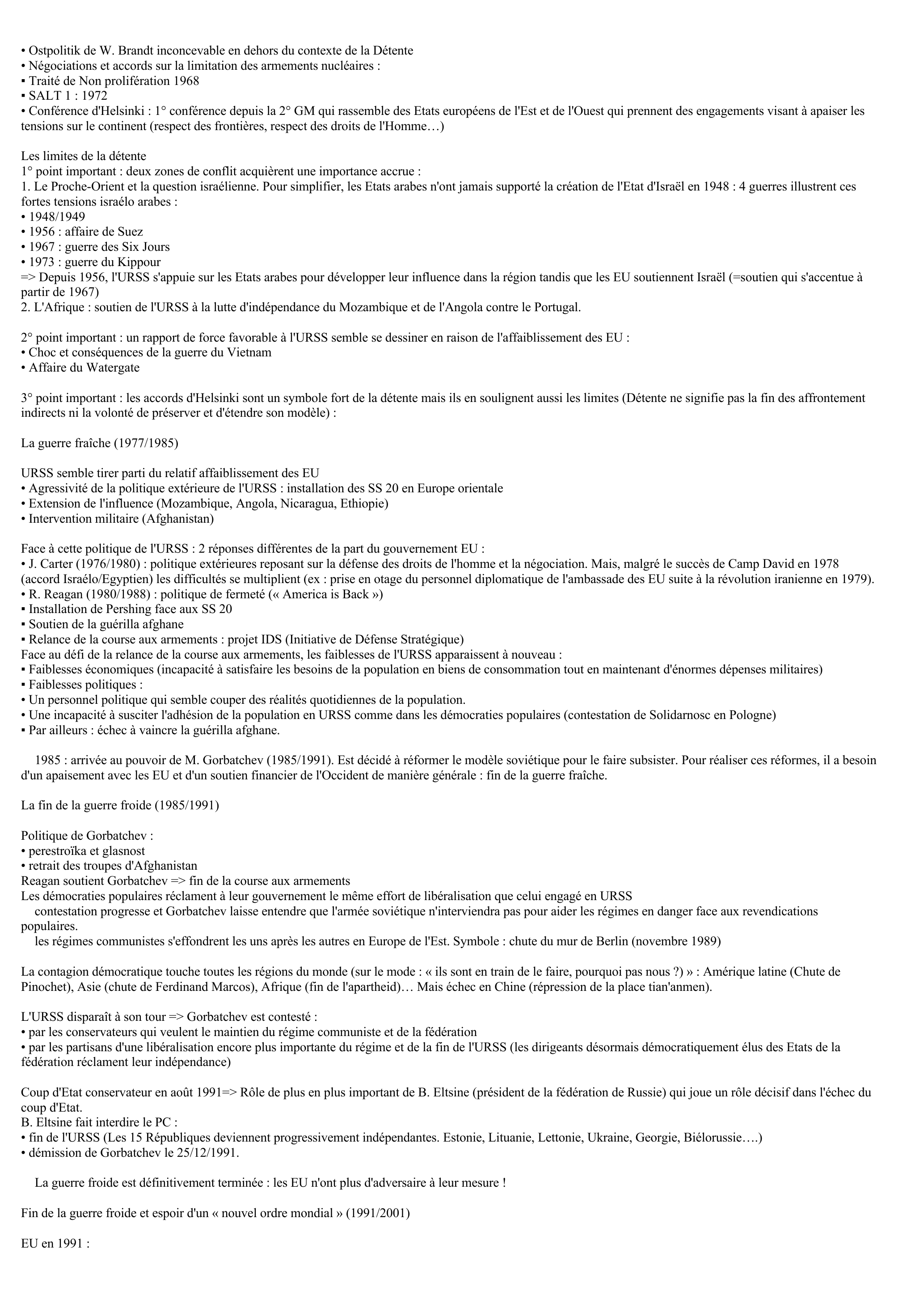 Prévisualisation du document Fiche de synthèse sur les relations internationales de 1945 à nos jours