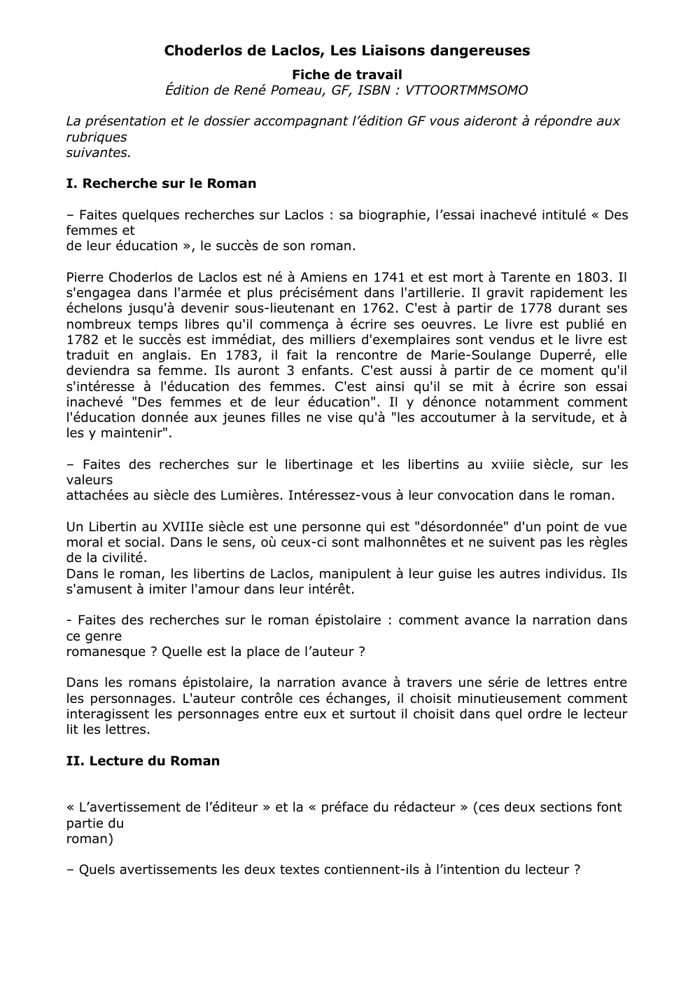 Prévisualisation du document Fiche de Travail Laclos