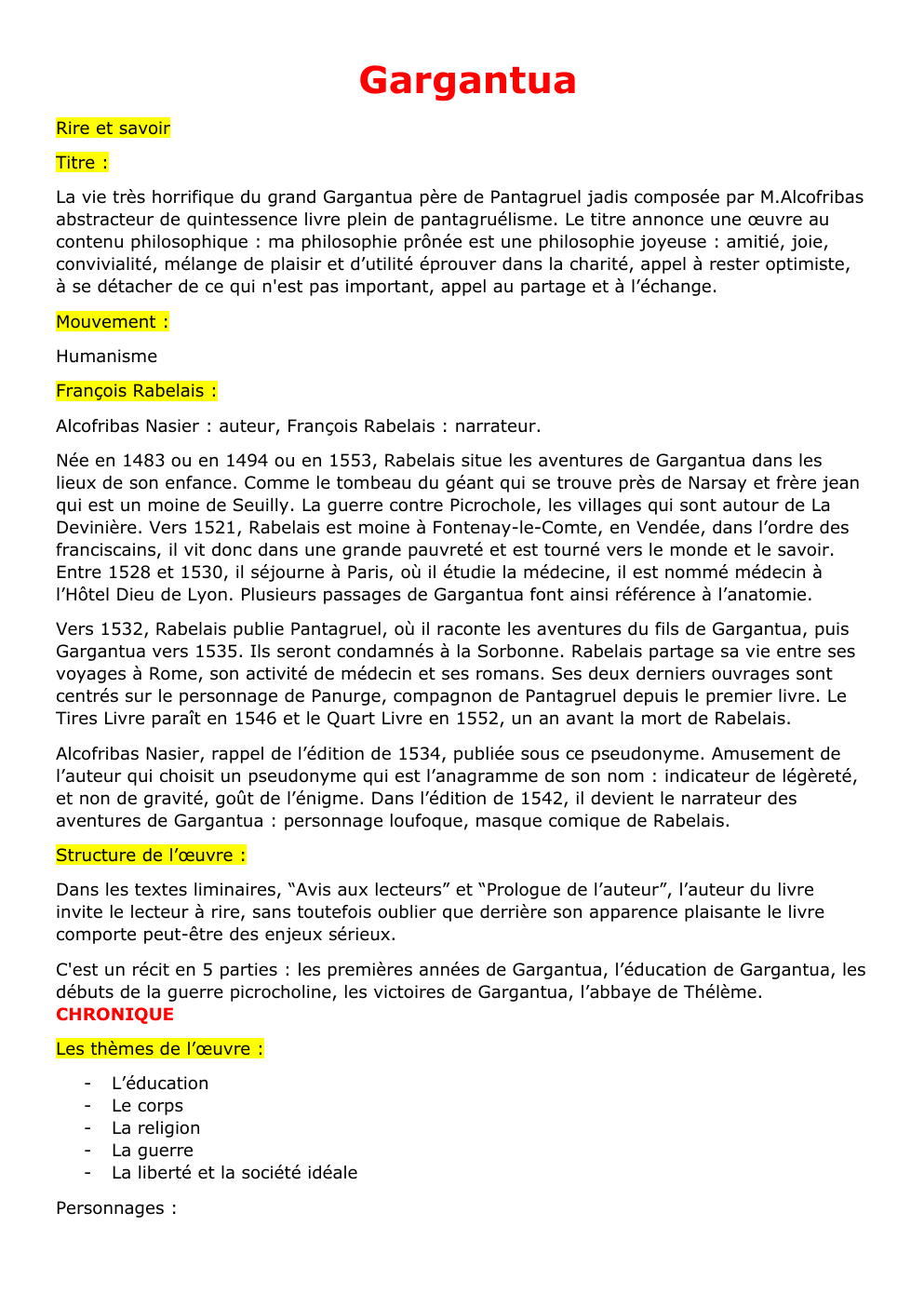 Prévisualisation du document Fiche Gargantua