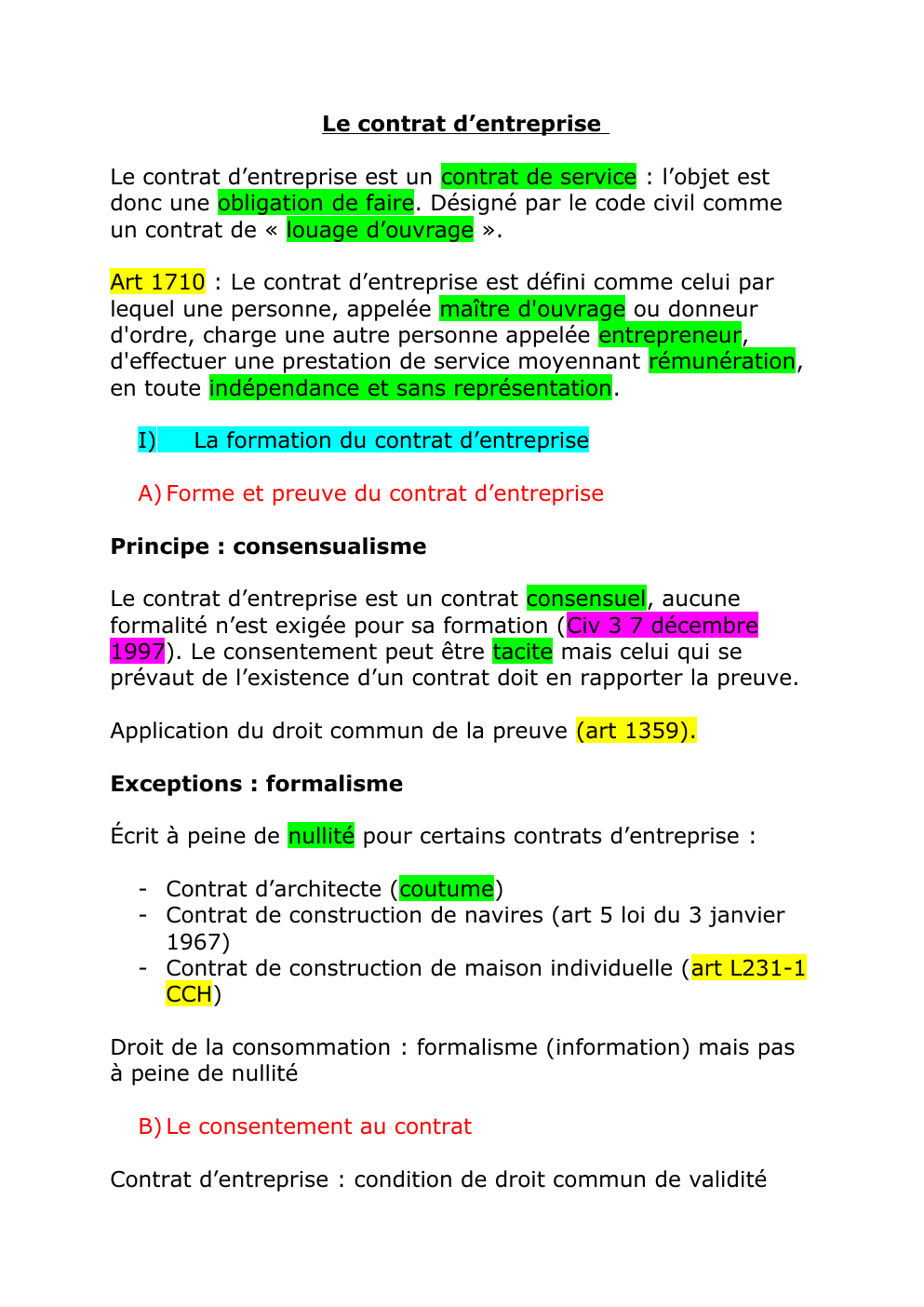 Prévisualisation du document Fiche - le contrat d'entreprise