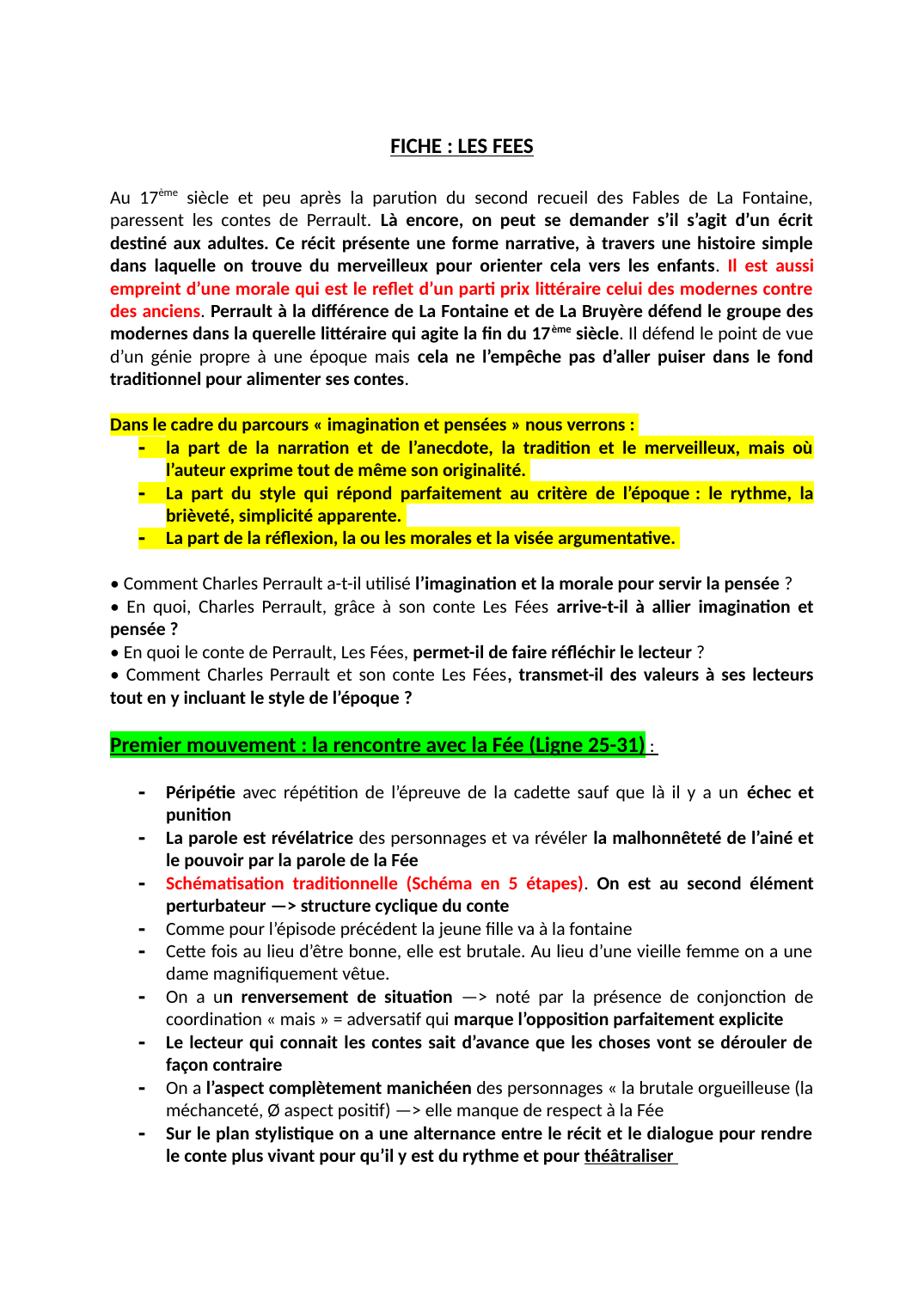 Prévisualisation du document Fiche lecture Les Fées Charles Perrault
