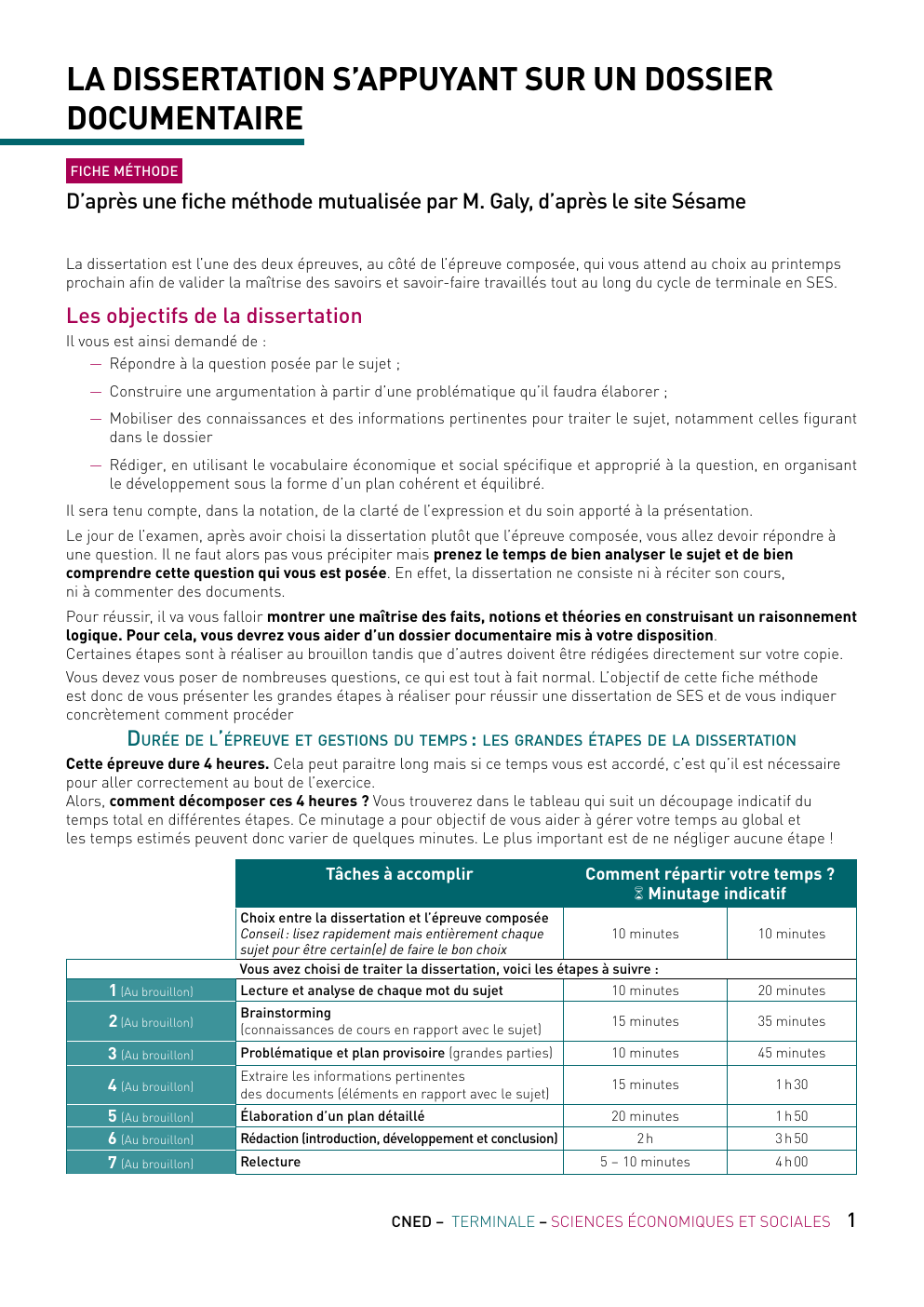 Prévisualisation du document Fiche Méthode Dissertation SES