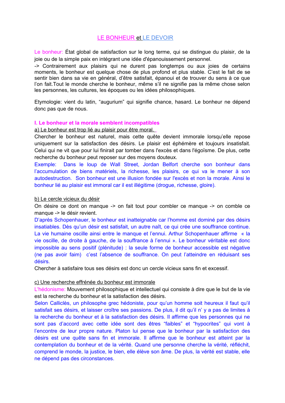 Prévisualisation du document Fiche philo bonheur devoir