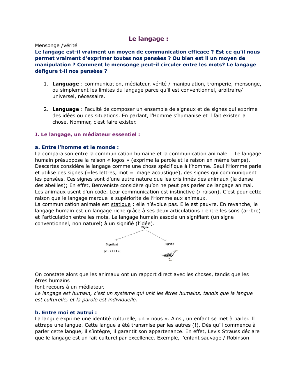 Prévisualisation du document fiche philo: Le langage