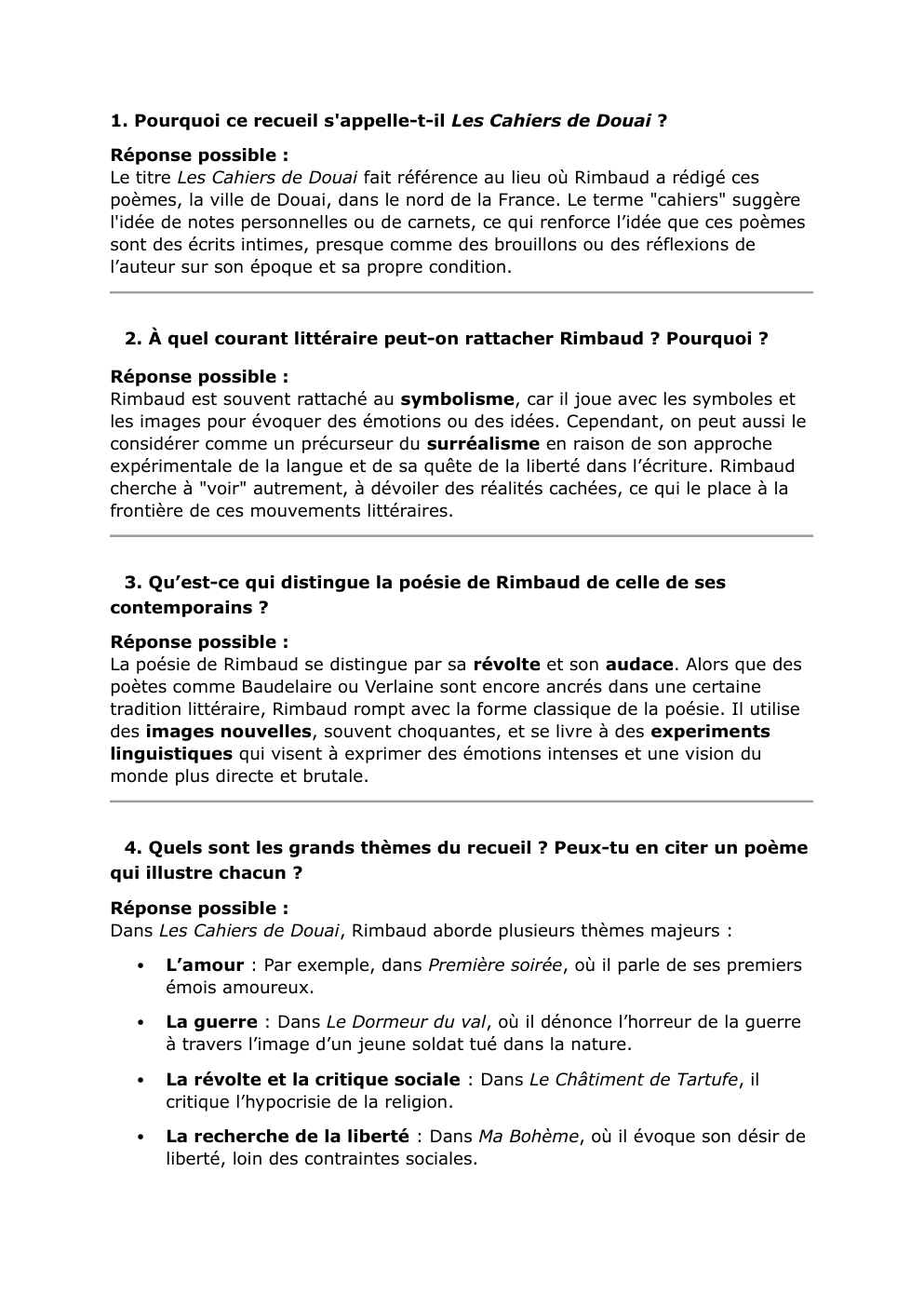 Prévisualisation du document fiche question examinateur: Pourquoi ce recueil s'appelle-t-il Les Cahiers de Douai ?