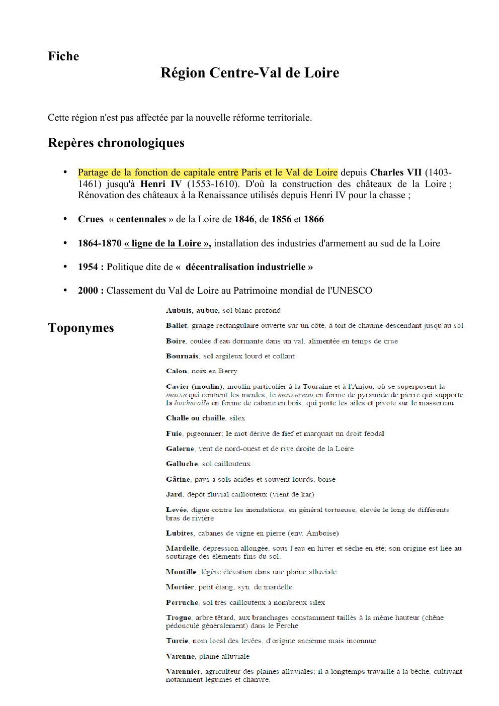 Prévisualisation du document Fiche région:  Centre-Val de Loire