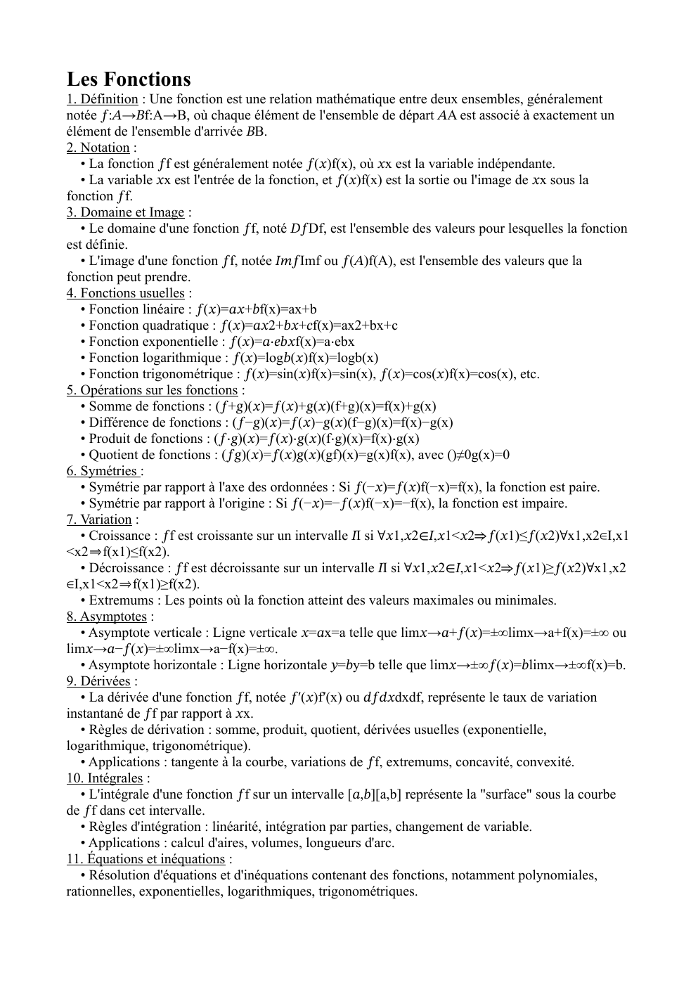 Prévisualisation du document Fiche révision Fonctions