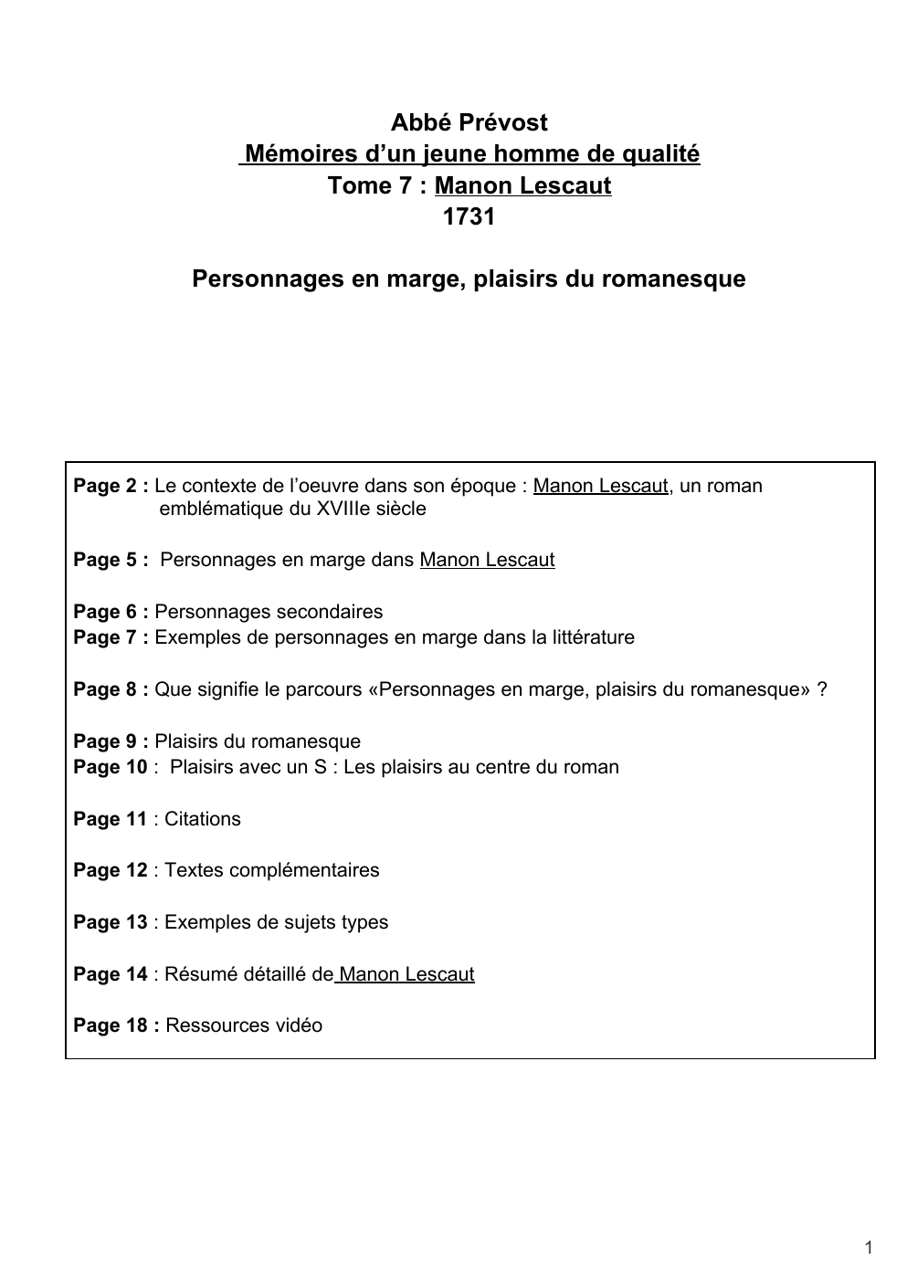 Prévisualisation du document fiche révision manon lescaut