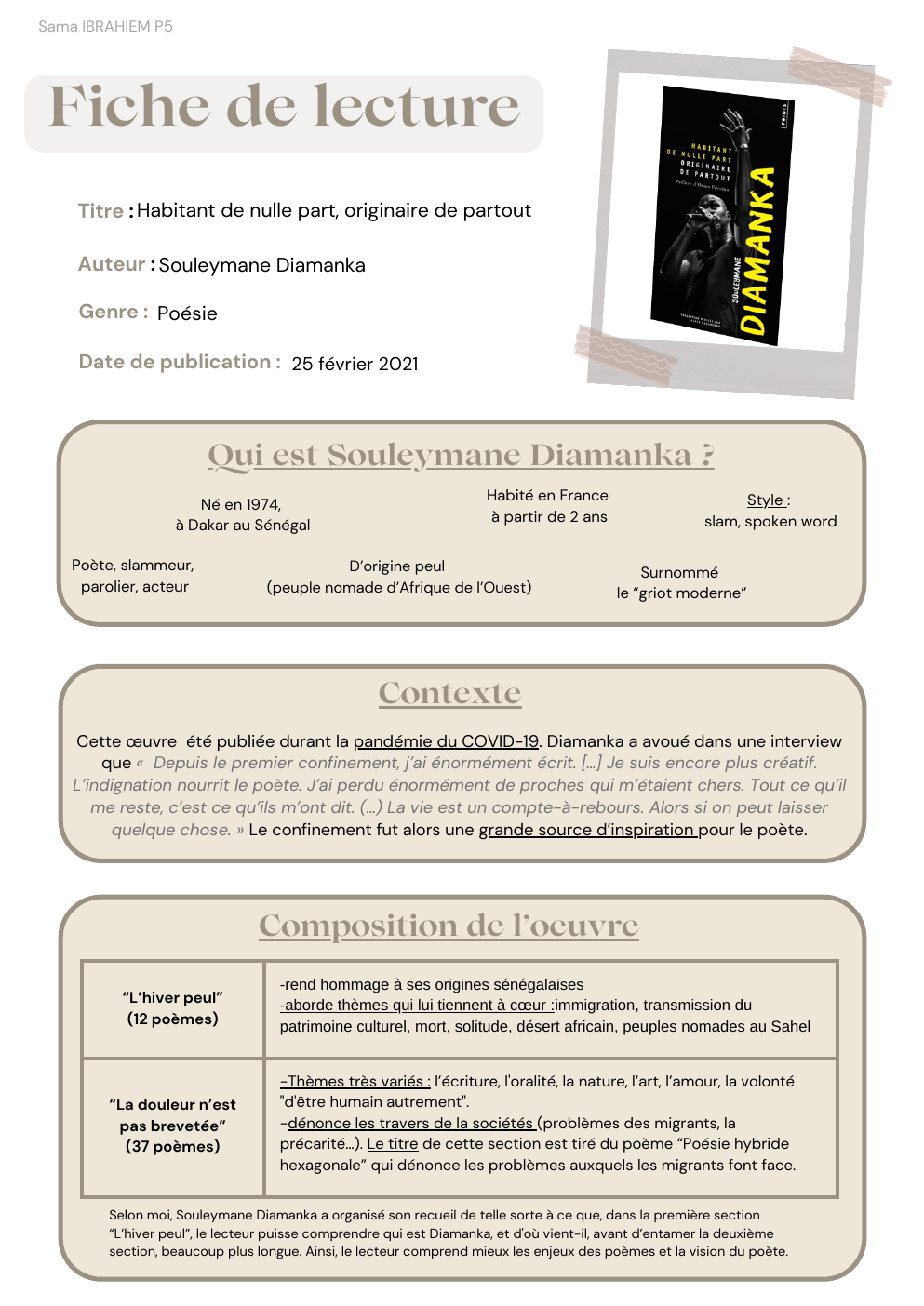 Prévisualisation du document Fiche sur le livre de Souleymane Diamanka