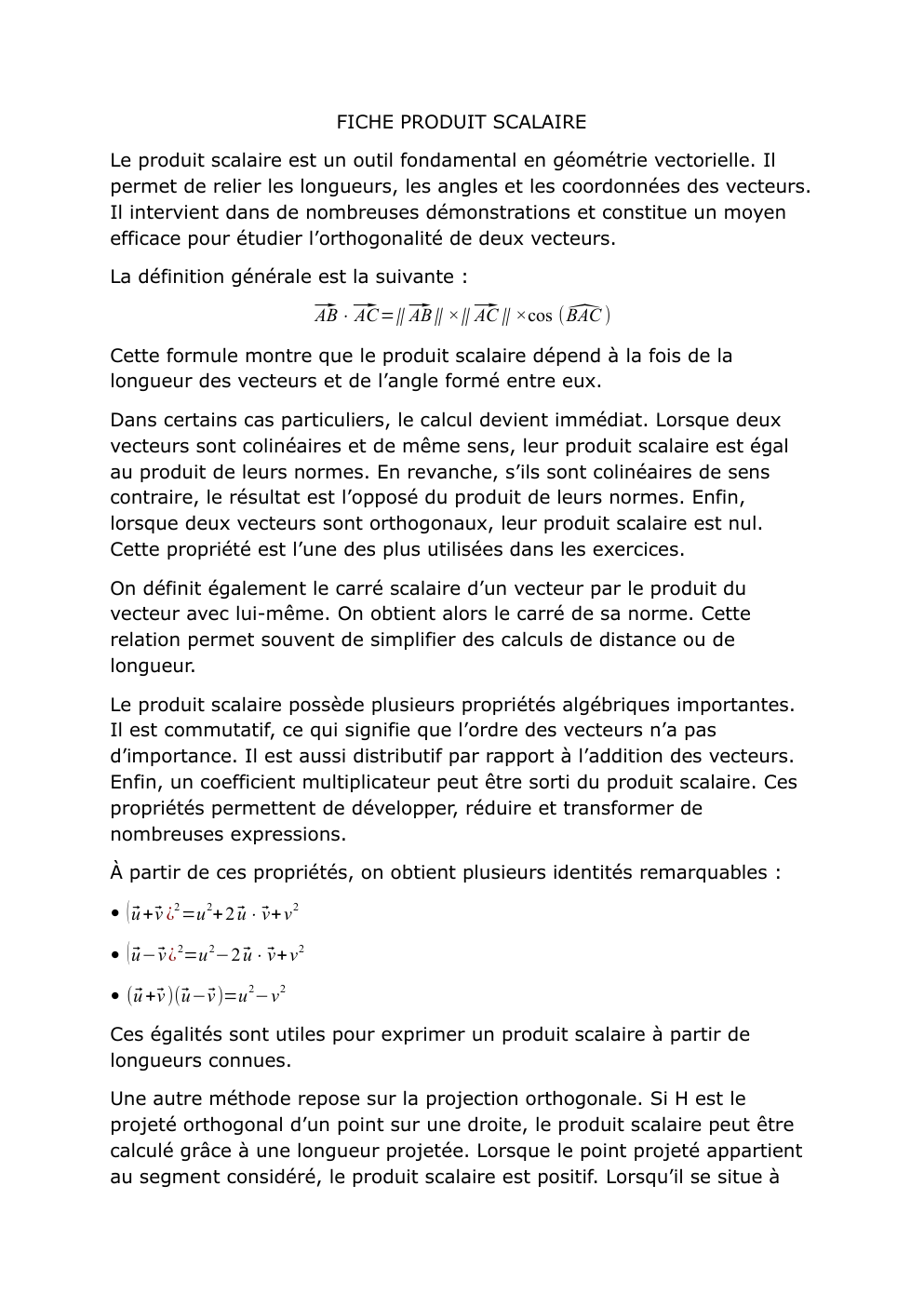 Prévisualisation du document fiche sur le produit scalaire