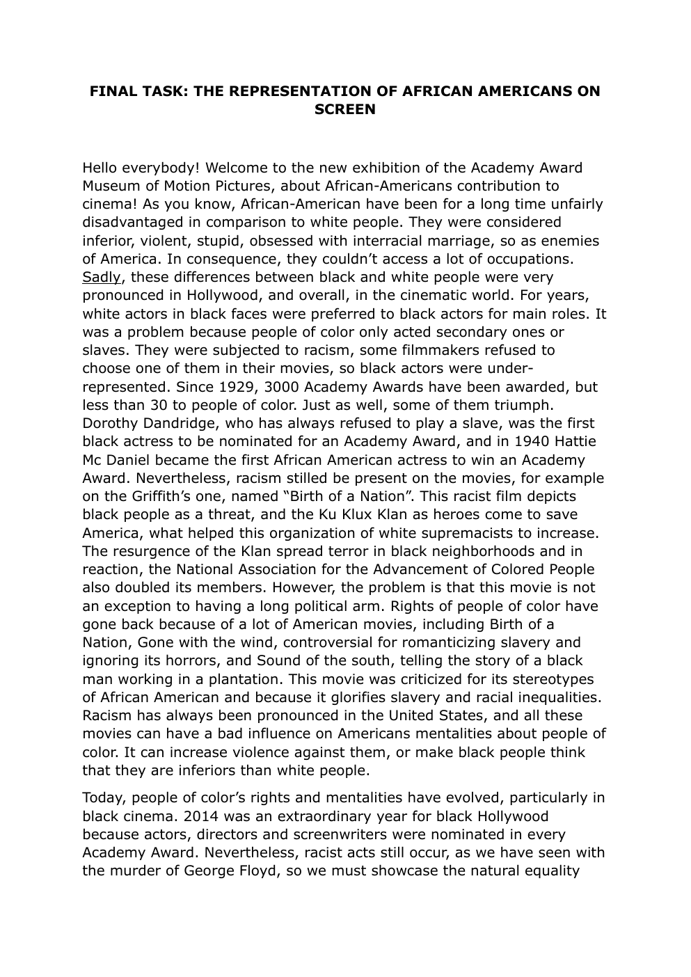 Prévisualisation du document FINAL TASK: THE REPRESENTATION OF AFRICAN AMERICANS ON SCREEN
