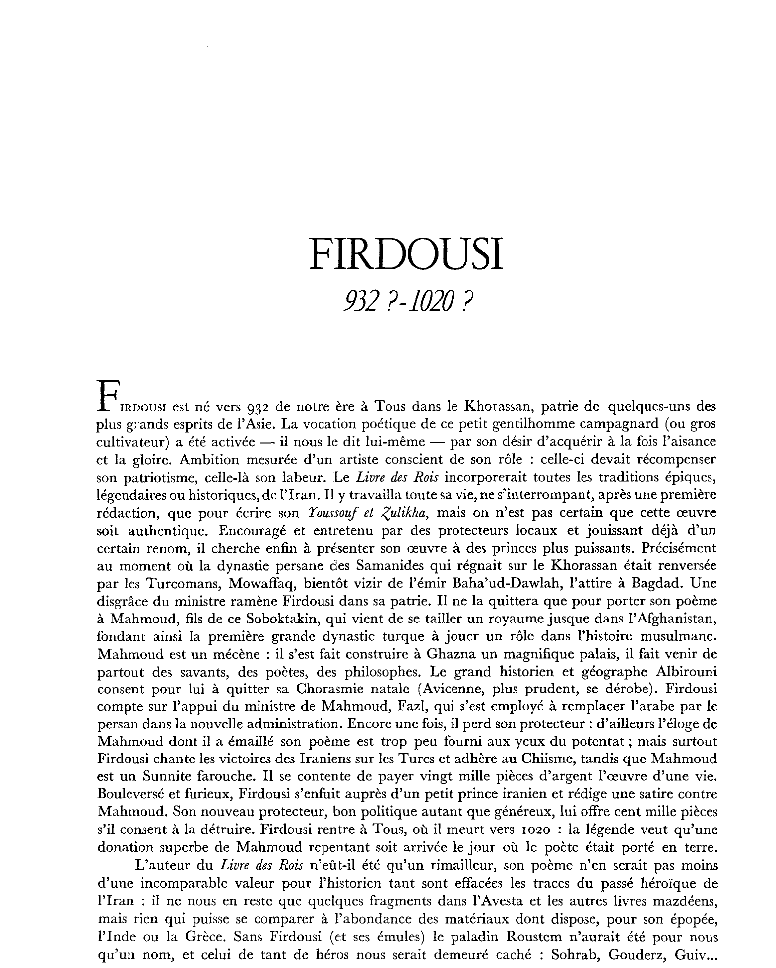 Prévisualisation du document Firdousi