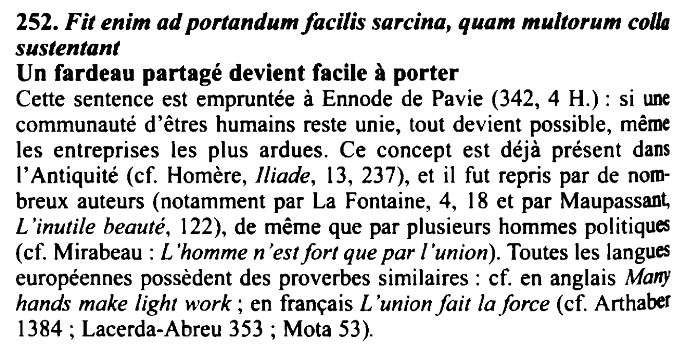 Prévisualisation du document Fit enim ad portandum facilis sarcina, quam multorum colla sustentant