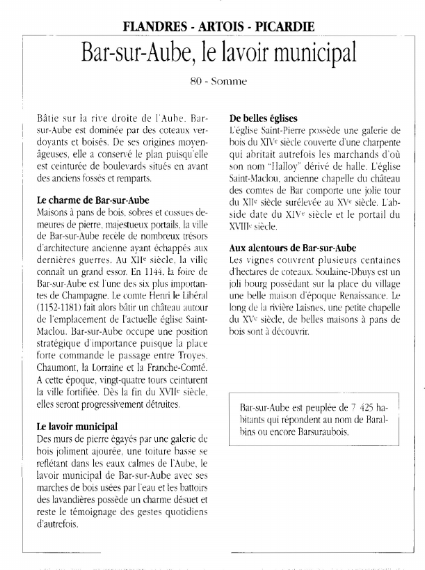 Prévisualisation du document FLANDRES - ARTOIS - PICARDIE Bar-sur-Aube, le lavoir municipal.